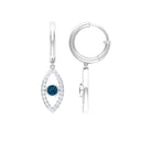 London Blue Topaz and Diamond Evil Eye Hoop Drop Earrings London Blue Topaz - ( AAA ) - Quality - Rosec Jewels