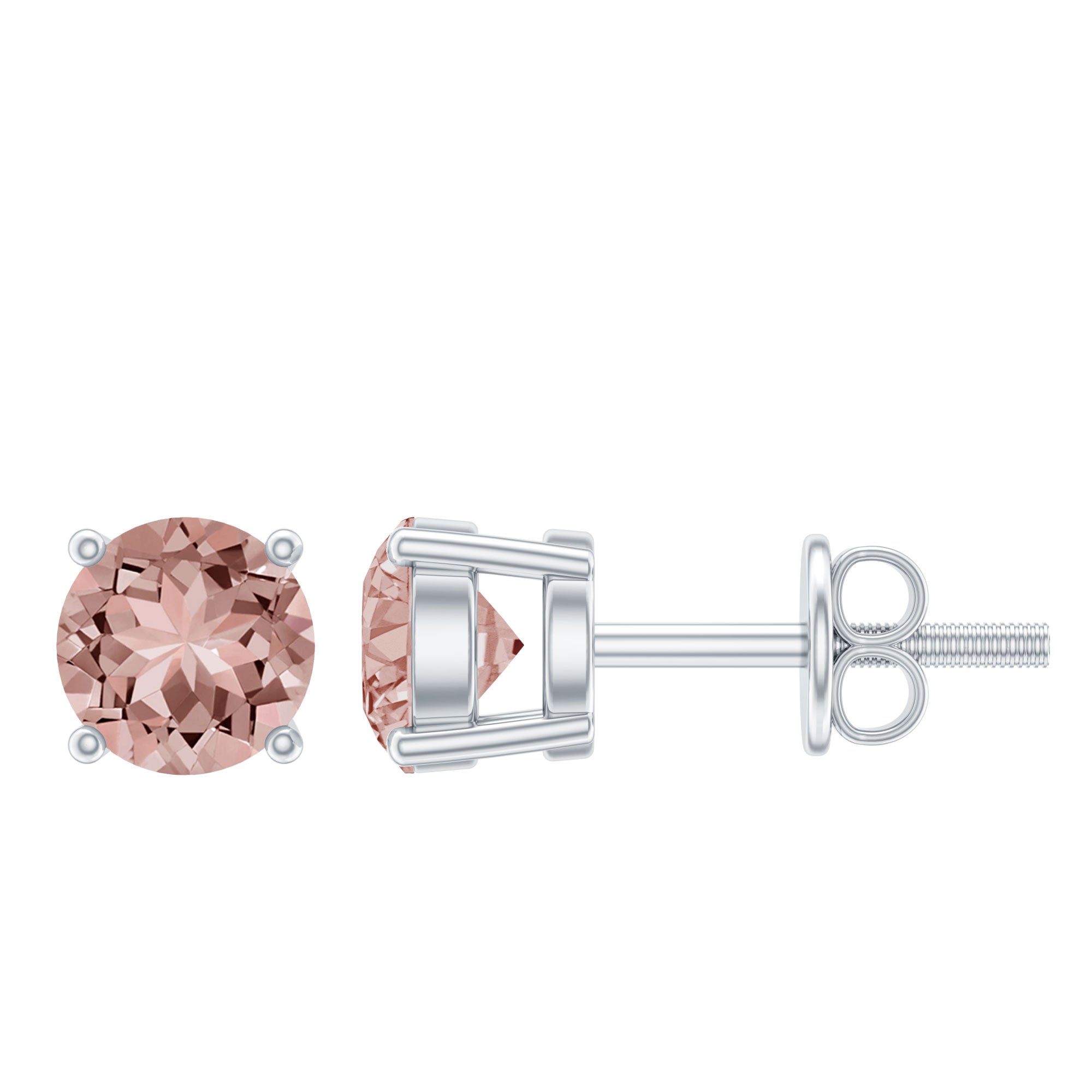 5 MM Morganite Solitaire Stud Earrings in 4 Prong Setting