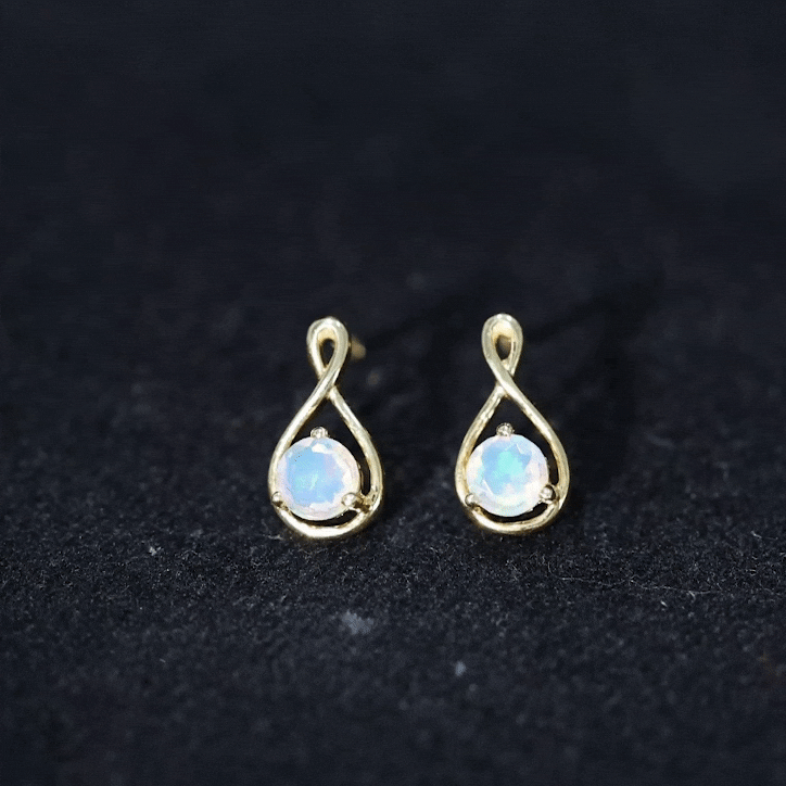 Genuine Ethiopian Opal Infinity Stud Earrings with Certificate AAA - Rosec Jewels