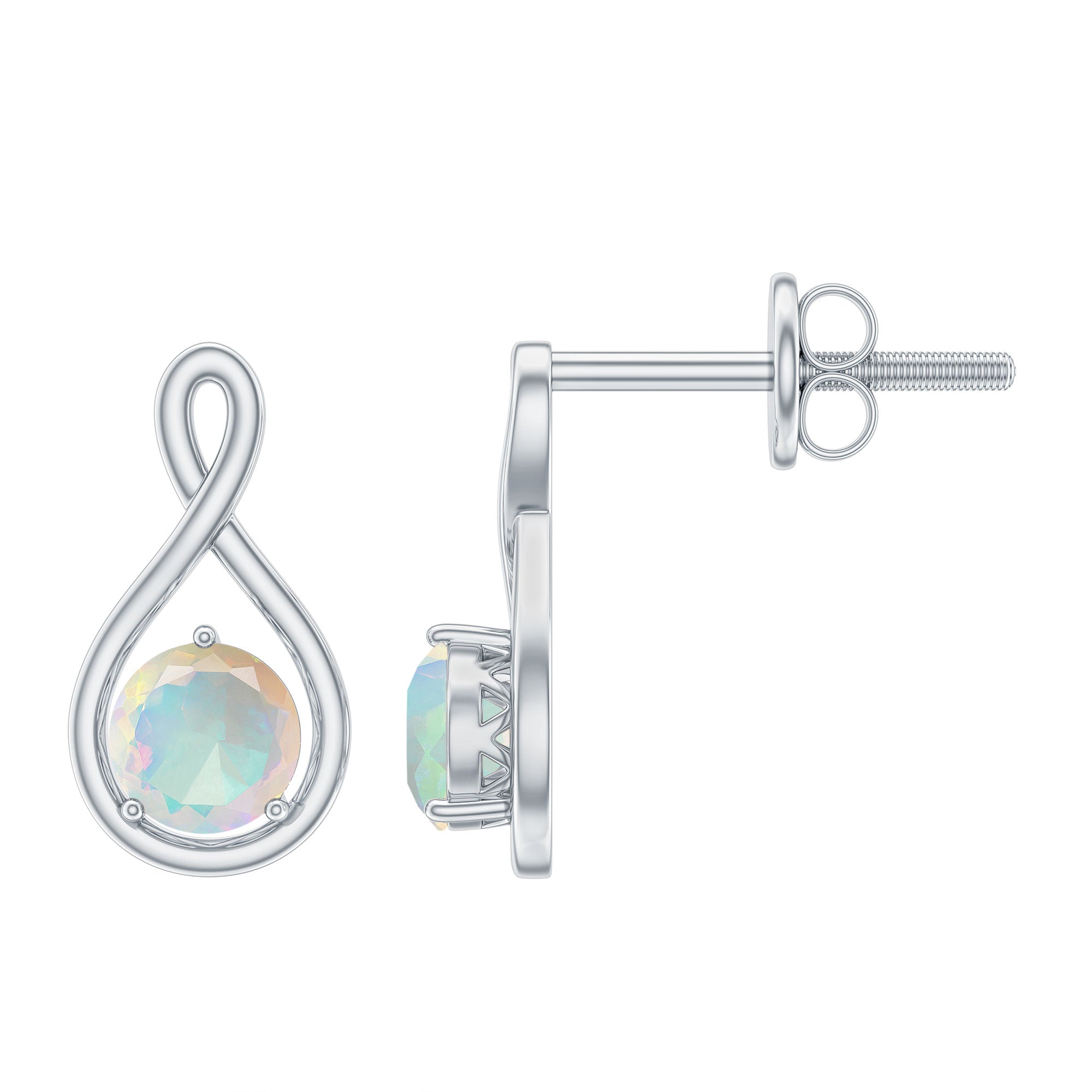 Genuine Ethiopian Opal Infinity Stud Earrings with Certificate AAA - Rosec Jewels