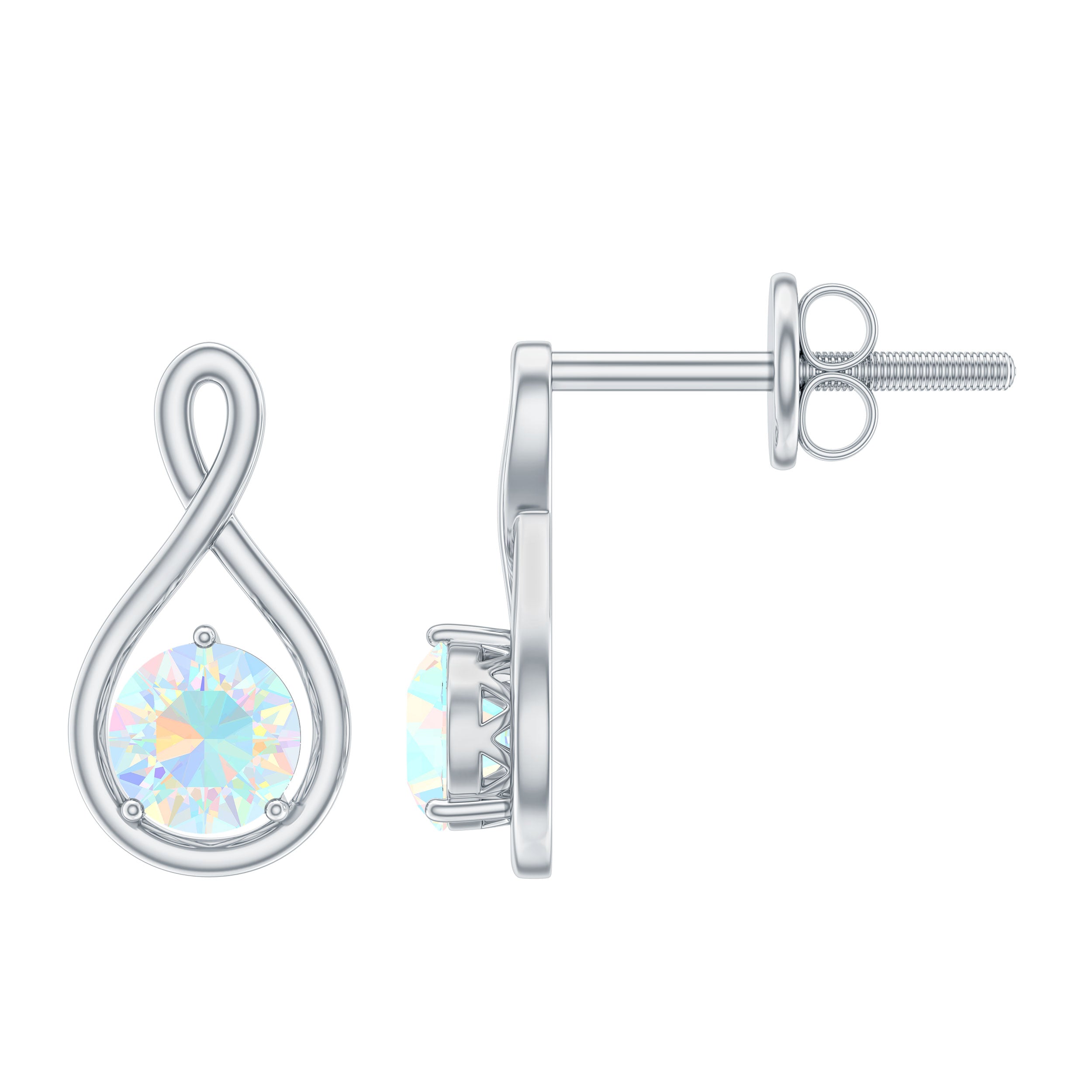 Genuine Ethiopian Opal Infinity Stud Earrings with Certificate AAA - Rosec Jewels