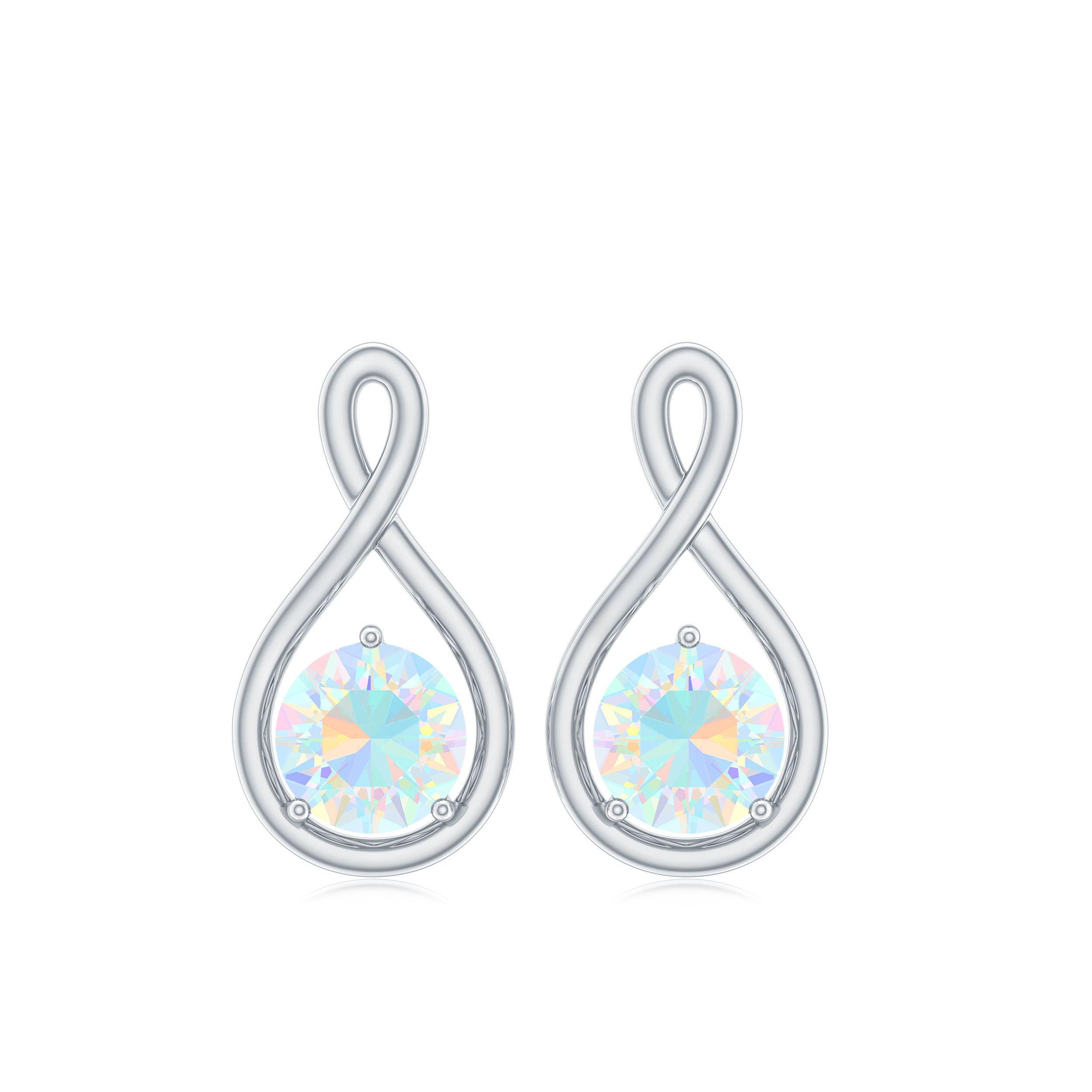Genuine Ethiopian Opal Infinity Stud Earrings with Certificate AAA - Rosec Jewels