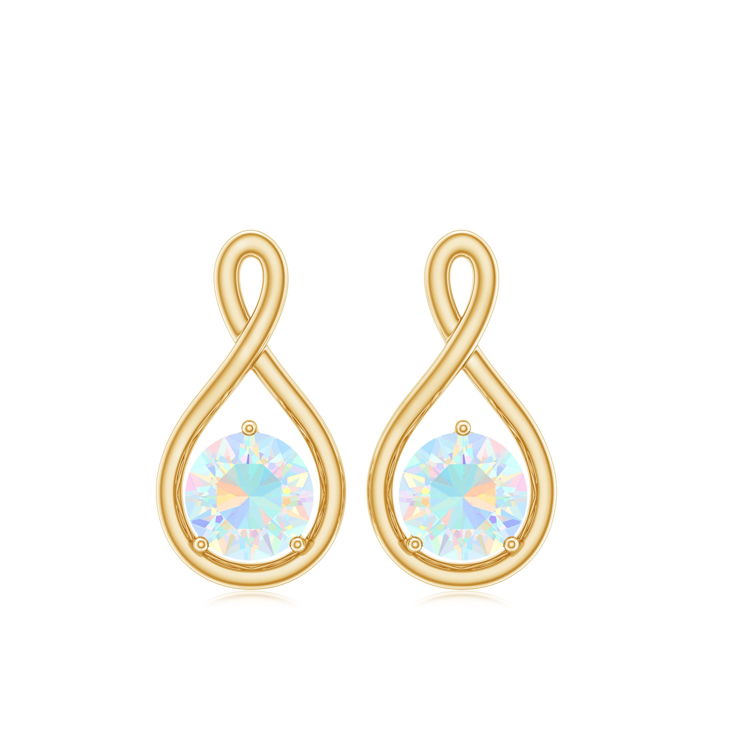 Genuine Ethiopian Opal Infinity Stud Earrings with Certificate AAA - Rosec Jewels