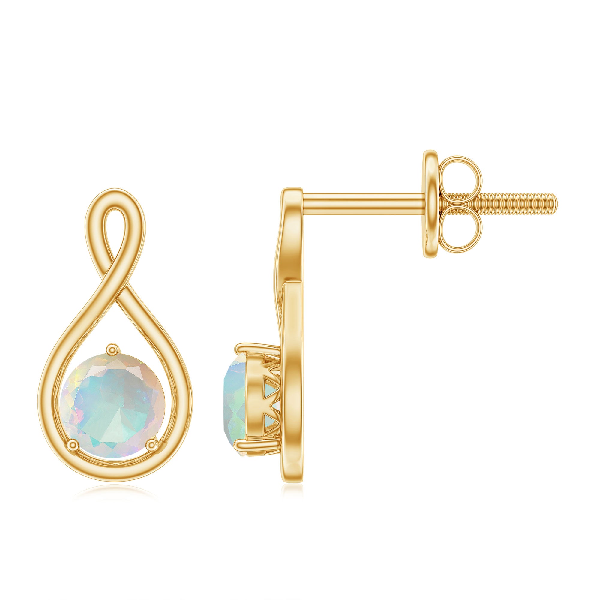 Genuine Ethiopian Opal Infinity Stud Earrings with Certificate AAA - Rosec Jewels