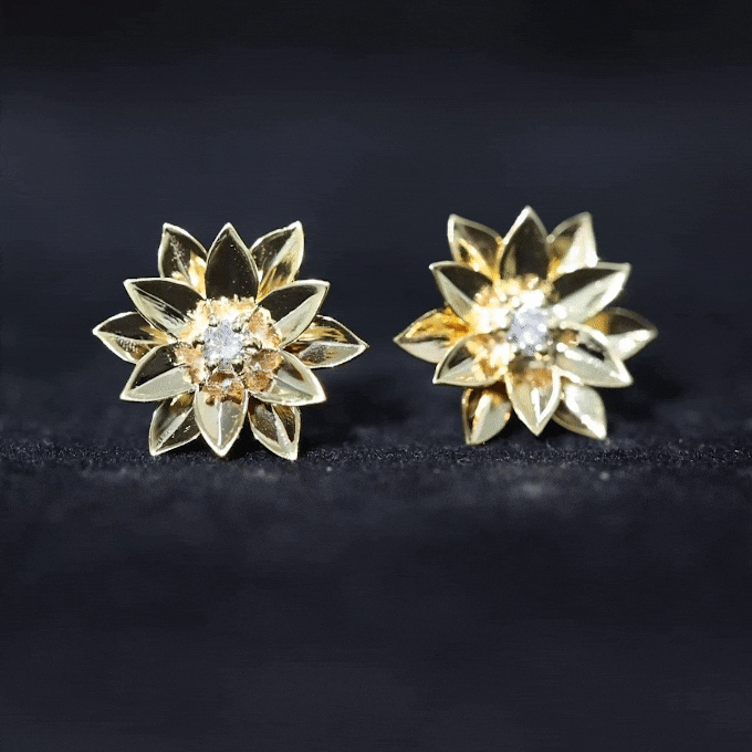 Round Cut Natural Diamond Flower Stud Earrings Natural - ( HI-SI ) - Rosec Jewels