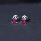 Princess Cut Created Ruby Solitaire Stud Earrings in Gold Lab Created Ruby - ( AAAA ) - Quality - Rosec Jewels
