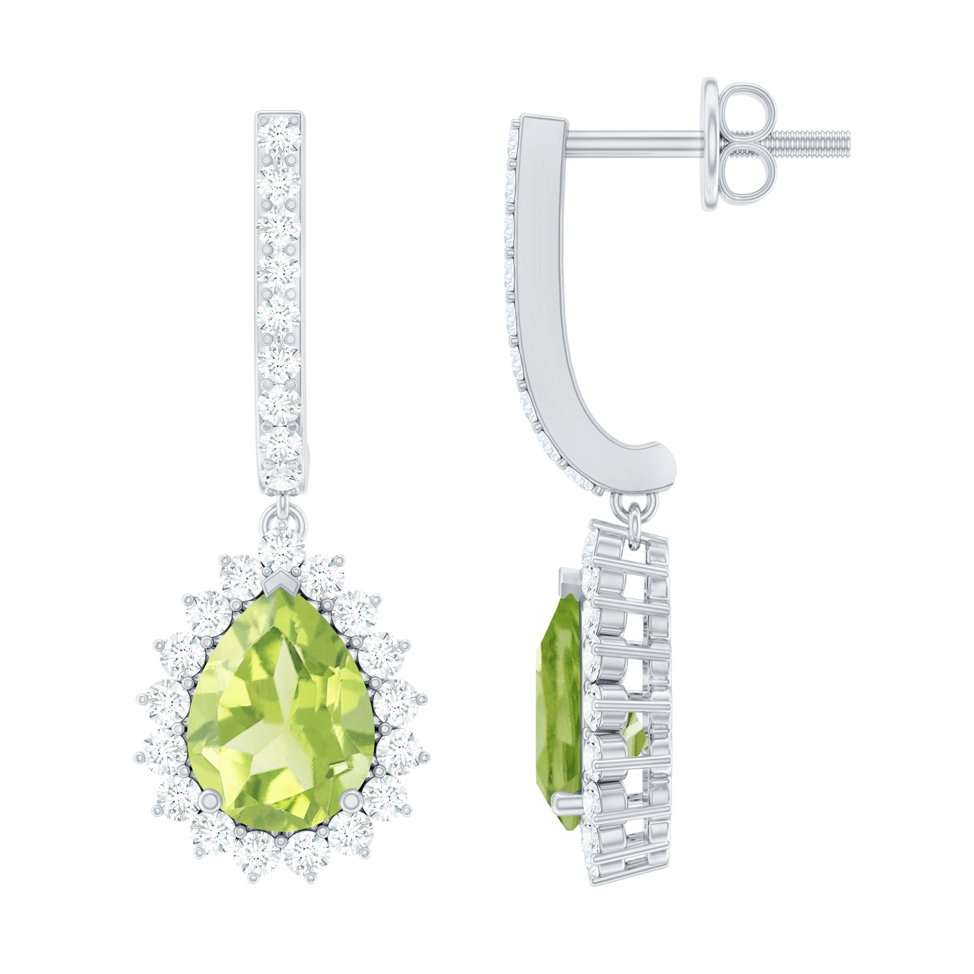 Peridot and Moissanite Bridal Teardrop Earrings