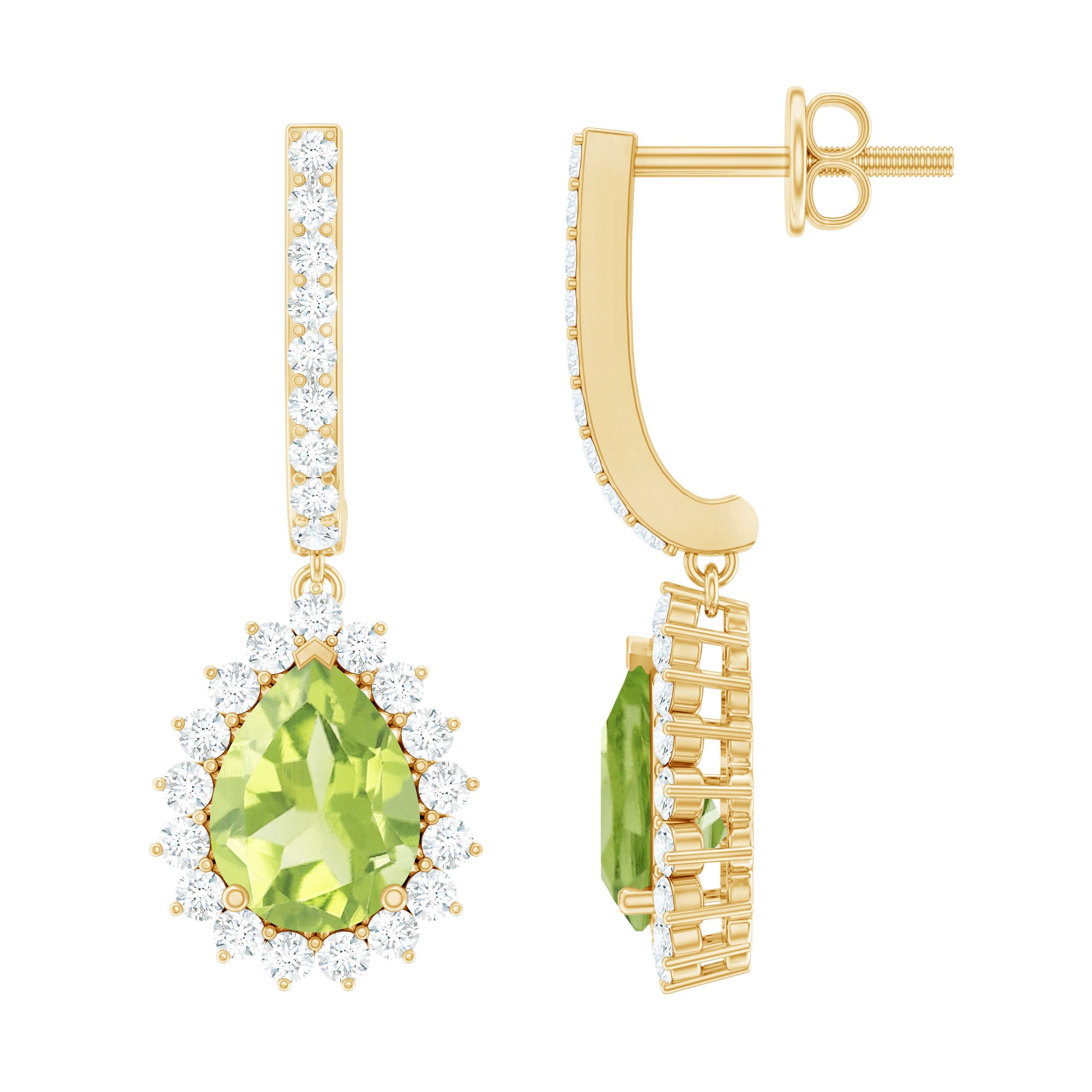 2 Carat Peridot and Diamond Bridal Teardrop Earrings AAA - Rosec Jewels