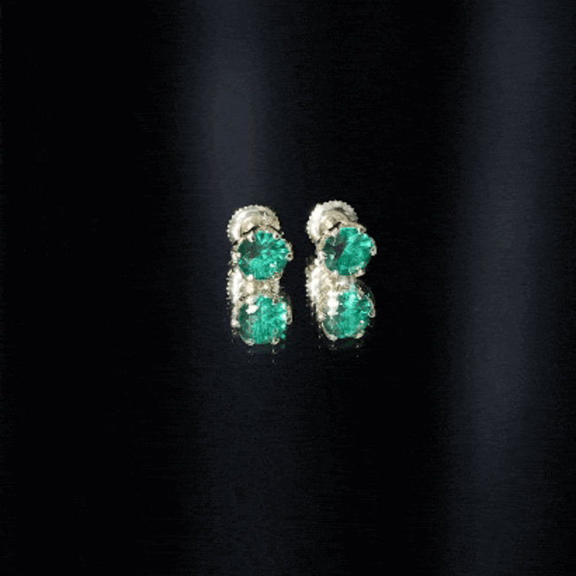 Lotus Basket Set 1.6 Carat Lab Created Emerald Solitaire Stud Earrings AAAA - Rosec Jewels