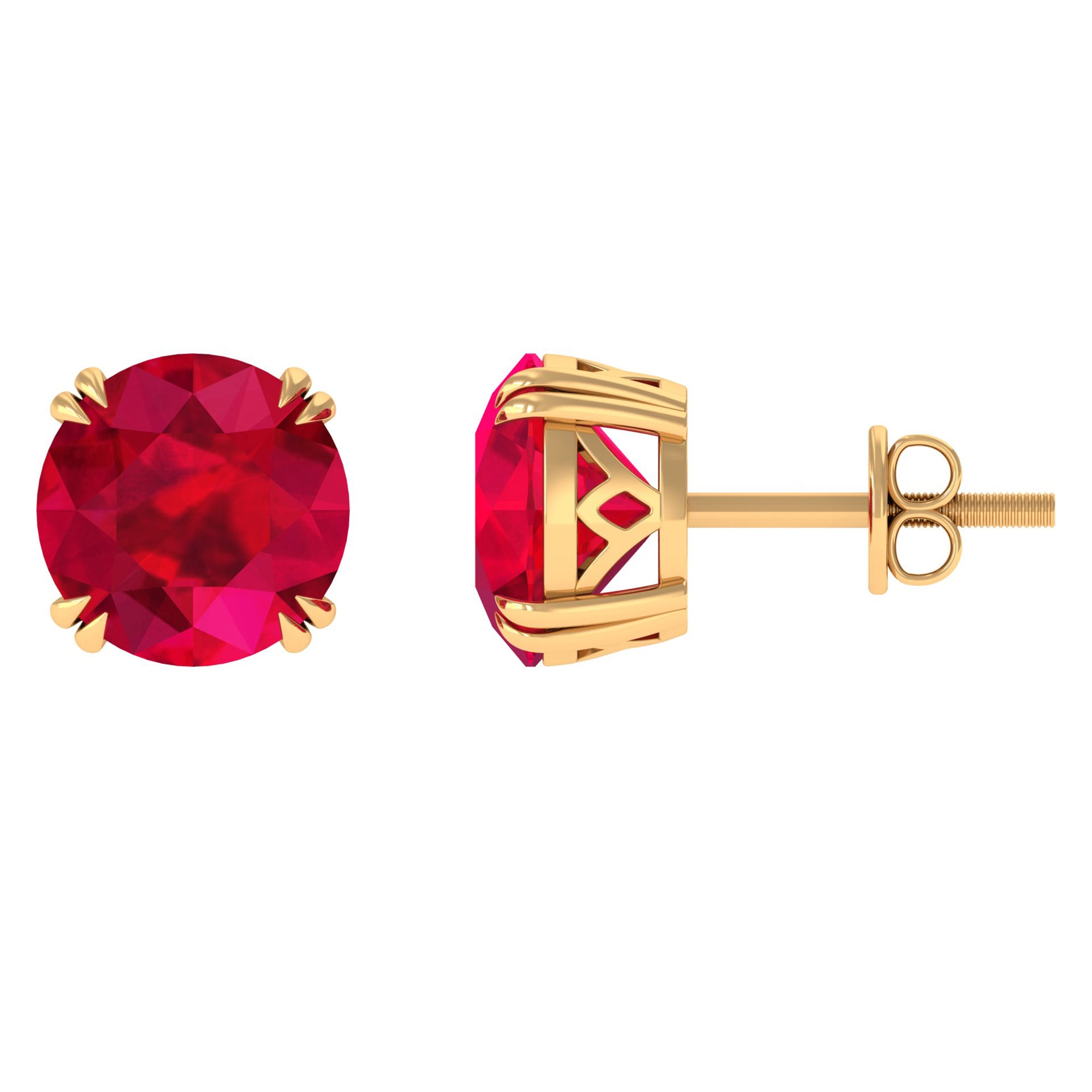 4.5 CT Created Ruby Solitaire Stud Earring in Double Claw Prong Setting Lab Created Ruby - ( AAAA ) - Quality - Rosec Jewels