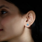 Real Swiss Blue Topaz Stud Earrings For Women - Rosec Jewels