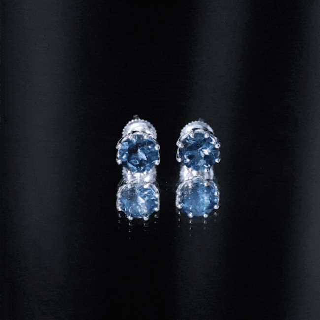 Genuine 7MM London Blue Topaz Solitaire Stud Earrings With Certificate AAA - Rosec Jewels