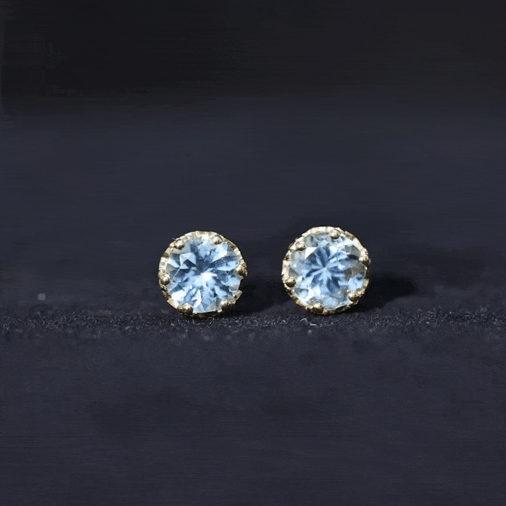 1.6 Carat Genuine Aquamarine Crown Stud Earrings AAA - Rosec Jewels