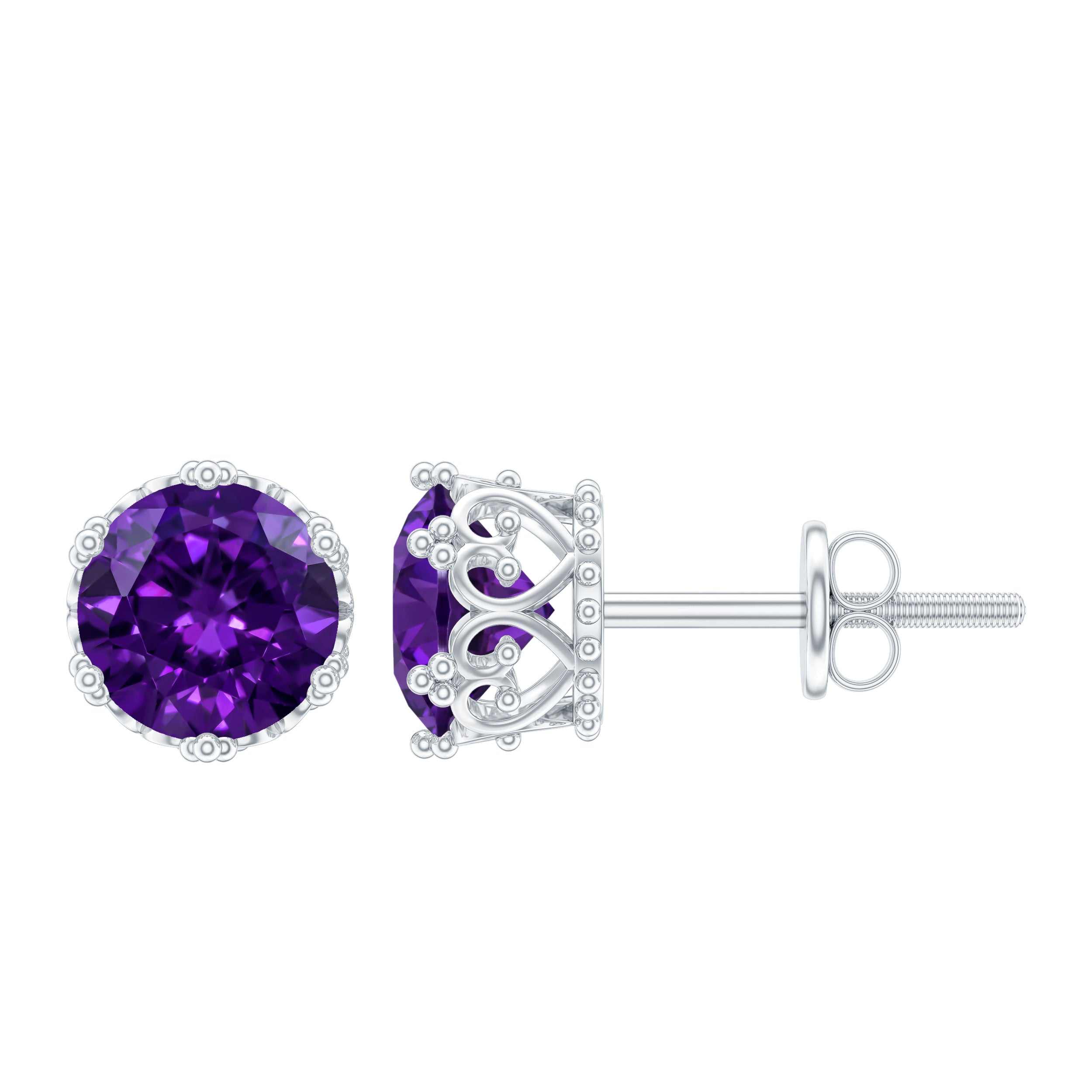 Genuine Amethyst Stud Earrings with Certificate AAA - Rosec Jewels