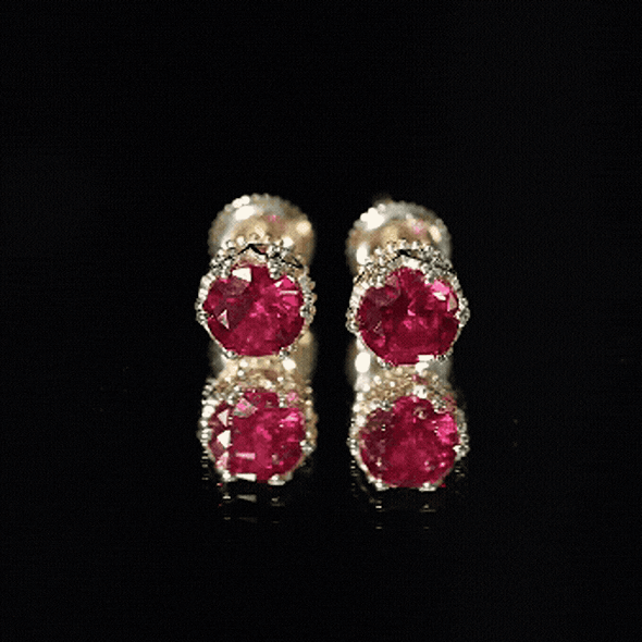2.7 Carat Lab Created Ruby Solitaire Stud Earrings AAAA - Rosec Jewels