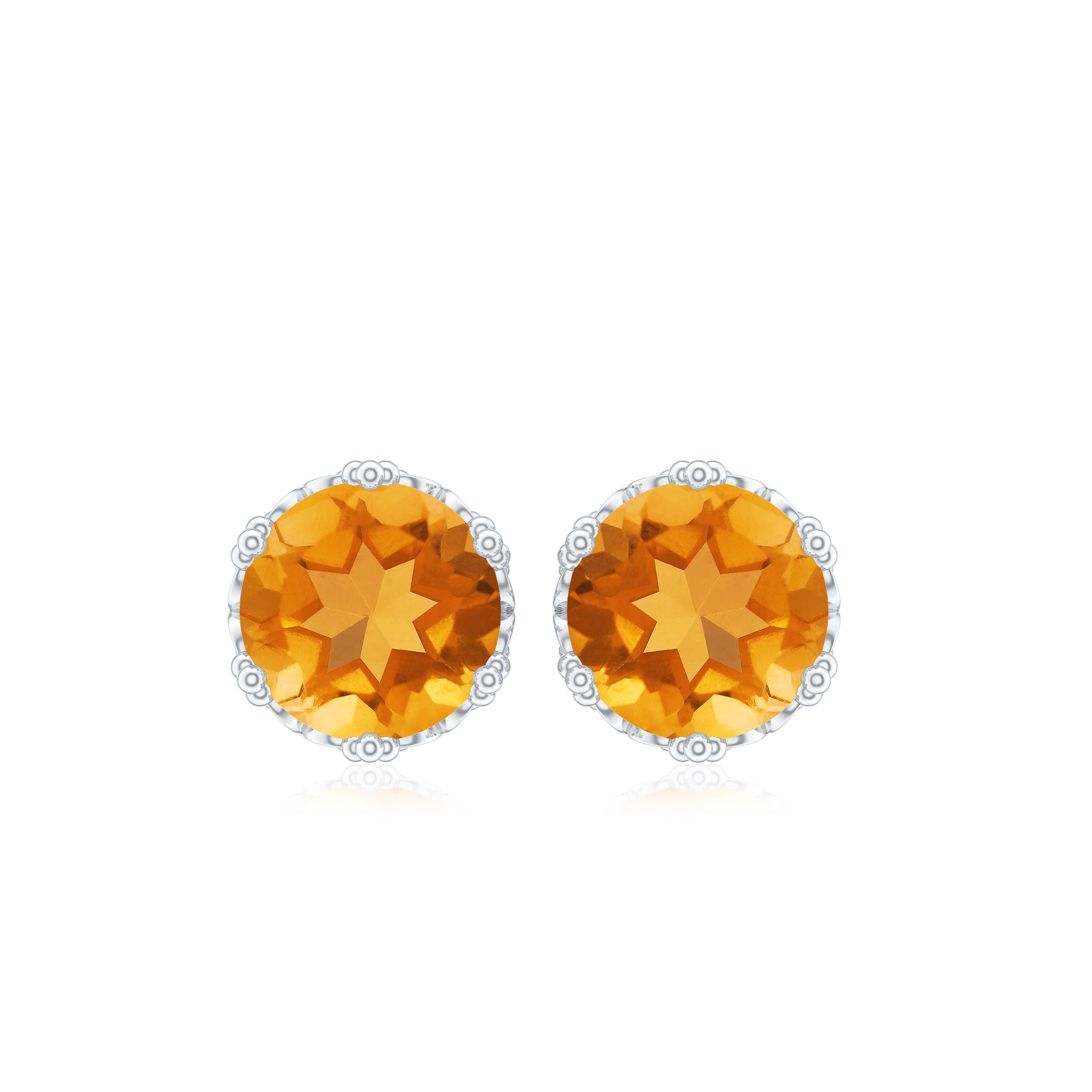 Certified Real 2.4 Carat Citrine Crown Earrings with Screw Back AAA - Rosec Jewels