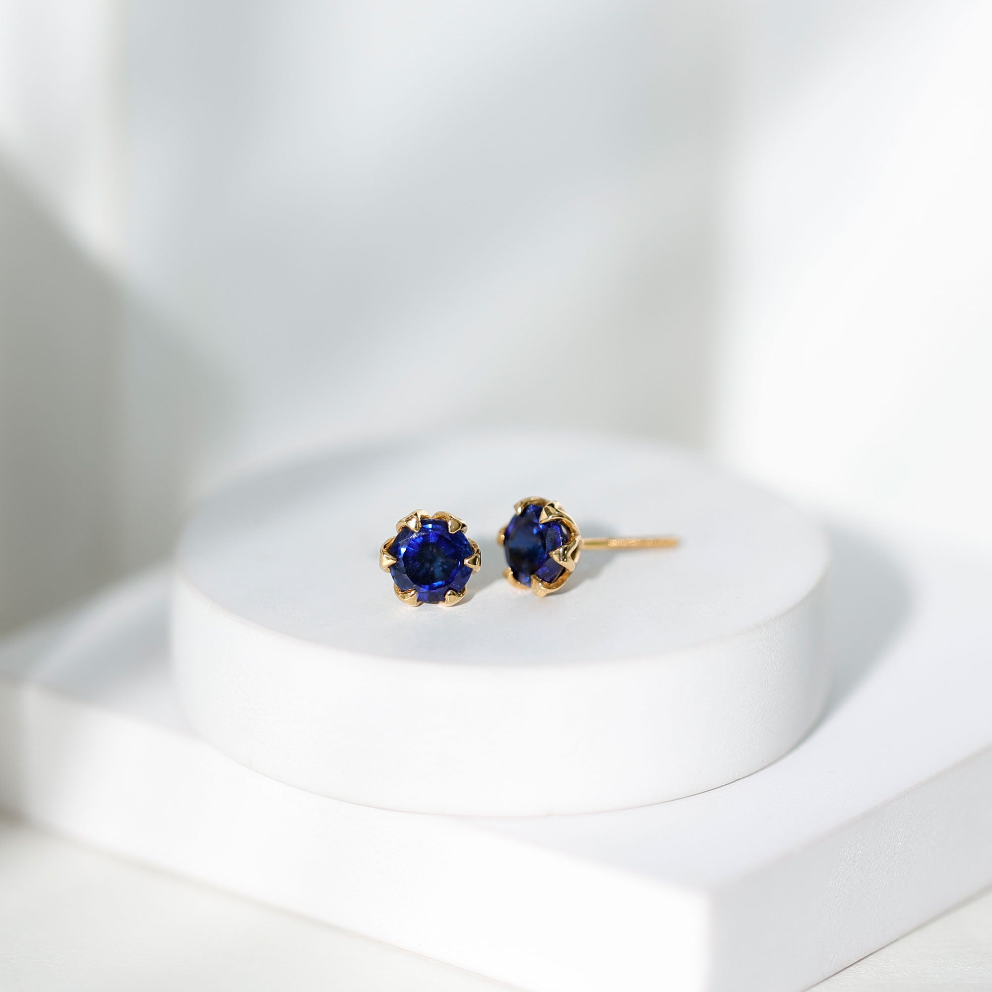 2 Carat Round Cut Lab Created Blue Sapphire Solitaire Stud Earrings AAAA - Rosec Jewels