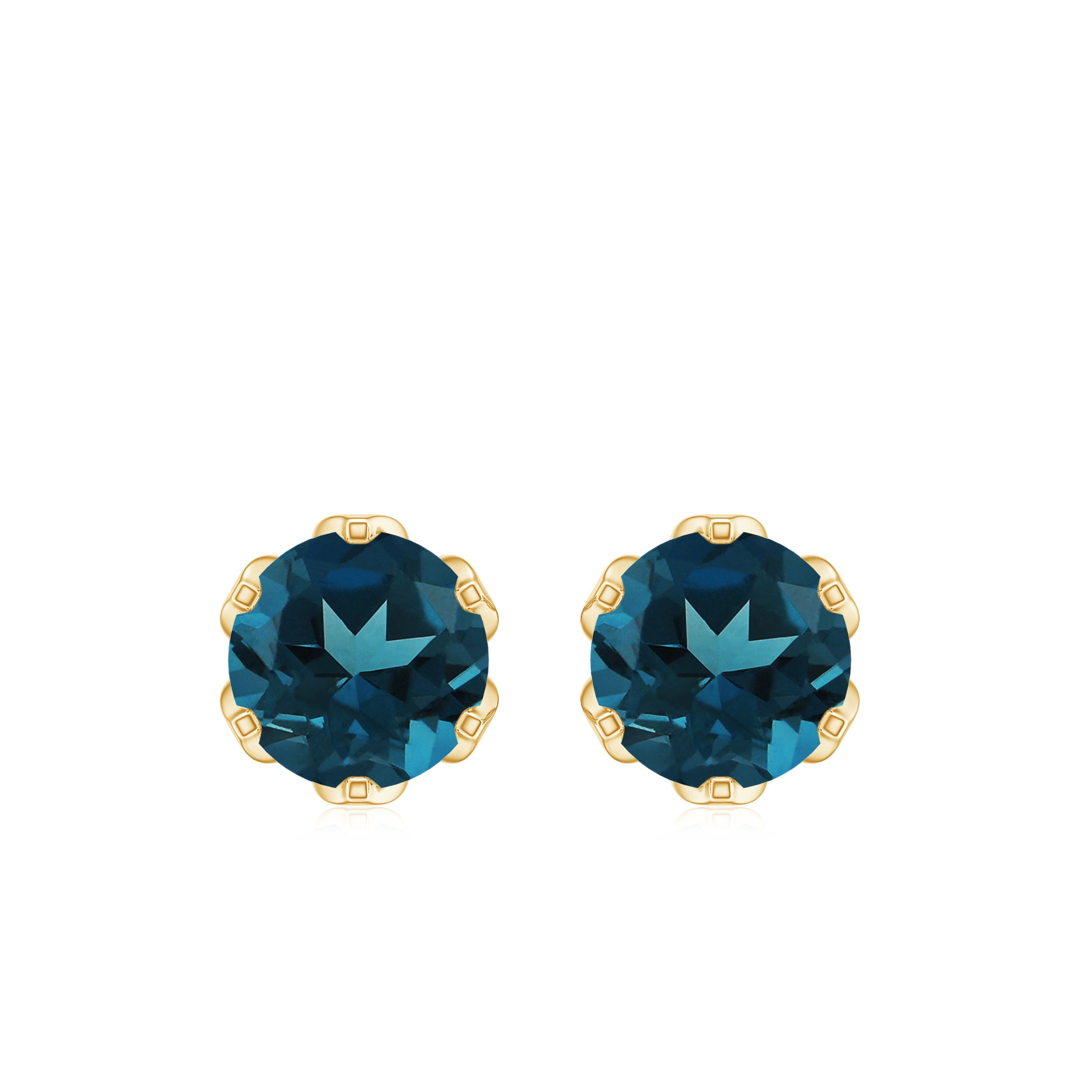 6 MM Round Cut London Blue Topaz Solitaire Stud Earrings for Women London Blue Topaz - ( AAA ) - Quality - Rosec Jewels