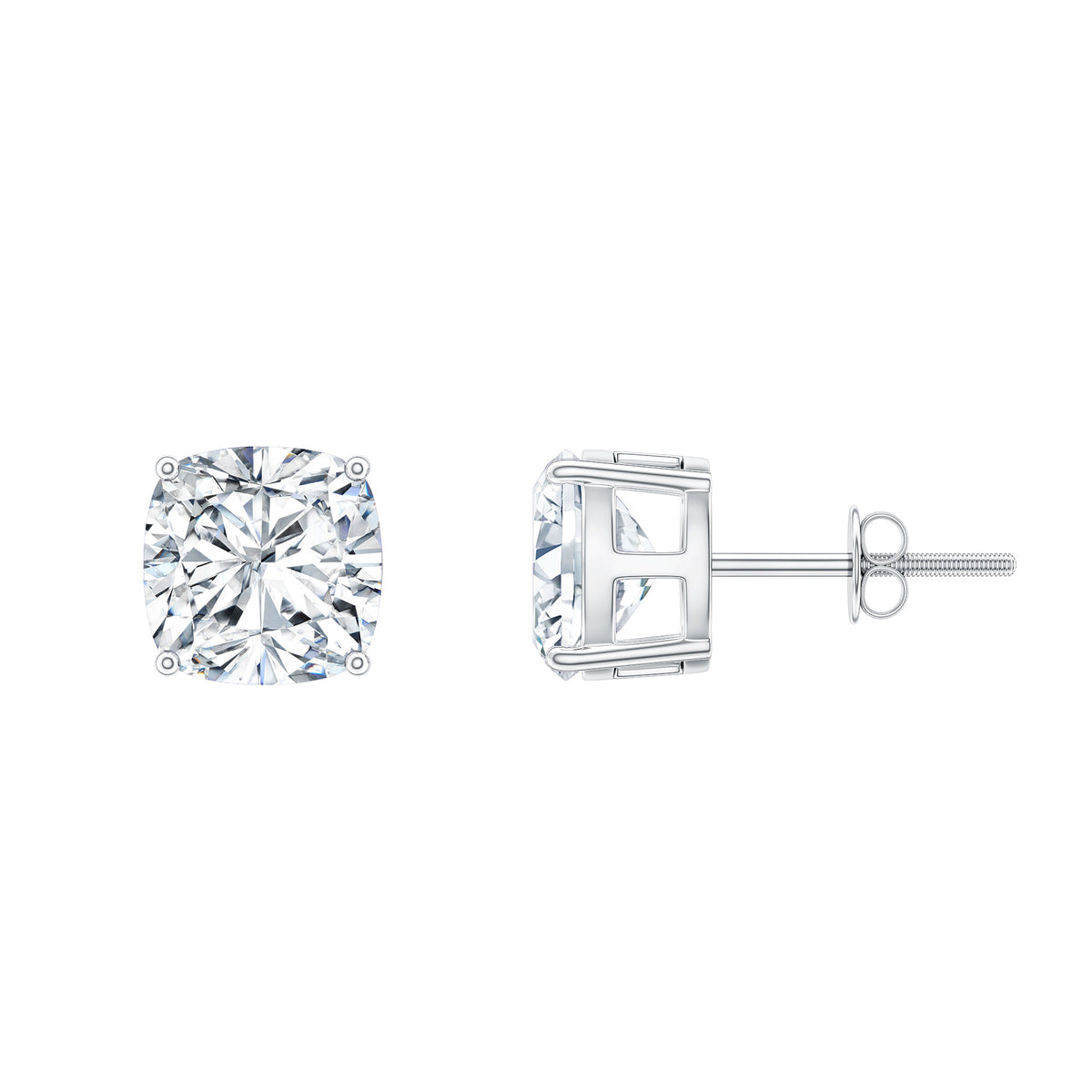Certified 6.3 Carat Cushion Cut Moissanite Stud Earrings D-VS1 - Rosec Jewels