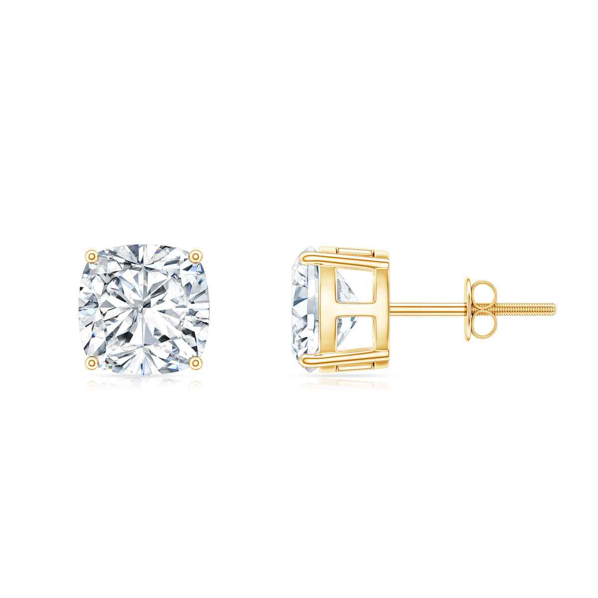 Certified 6.3 Carat Cushion Cut Moissanite Stud Earrings D-VS1 - Rosec Jewels