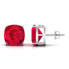 7.5 CT Created Ruby Solitaire Stud Earring in 4 Prong Setting Lab Created Ruby - ( AAAA ) - Quality - Rosec Jewels