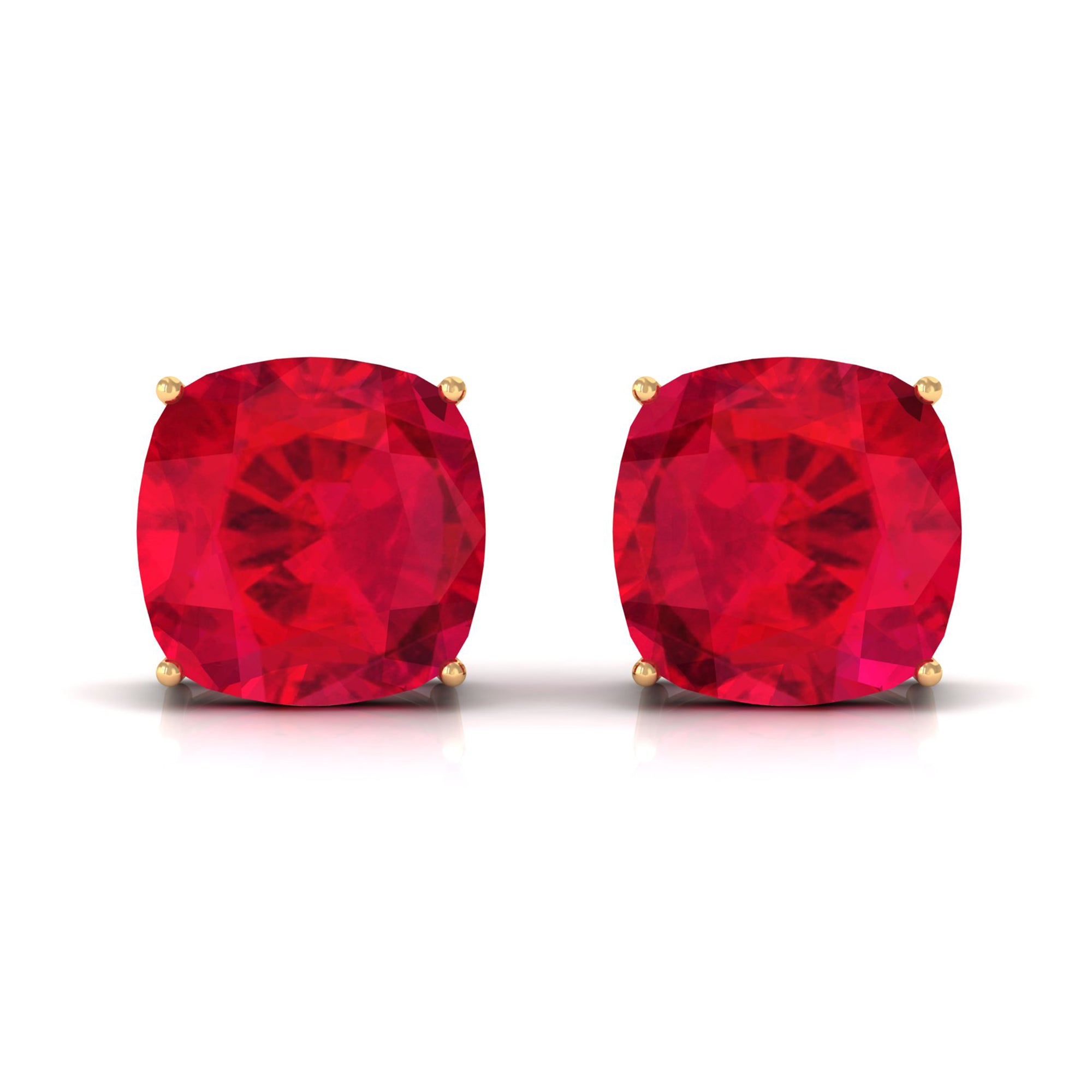 7.5 CT Created Ruby Solitaire Stud Earring in 4 Prong Setting Lab Created Ruby - ( AAAA ) - Quality - Rosec Jewels