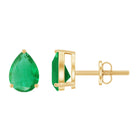 5X7 MM Pear Cut Emerald Solitaire Stud Earring Emerald - ( AAA ) - Quality - Rosec Jewels