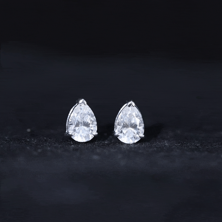 1.5 Carat Pear Cut Moissanite Teardrop Stud Earrings D-VS1 - Rosec Jewels