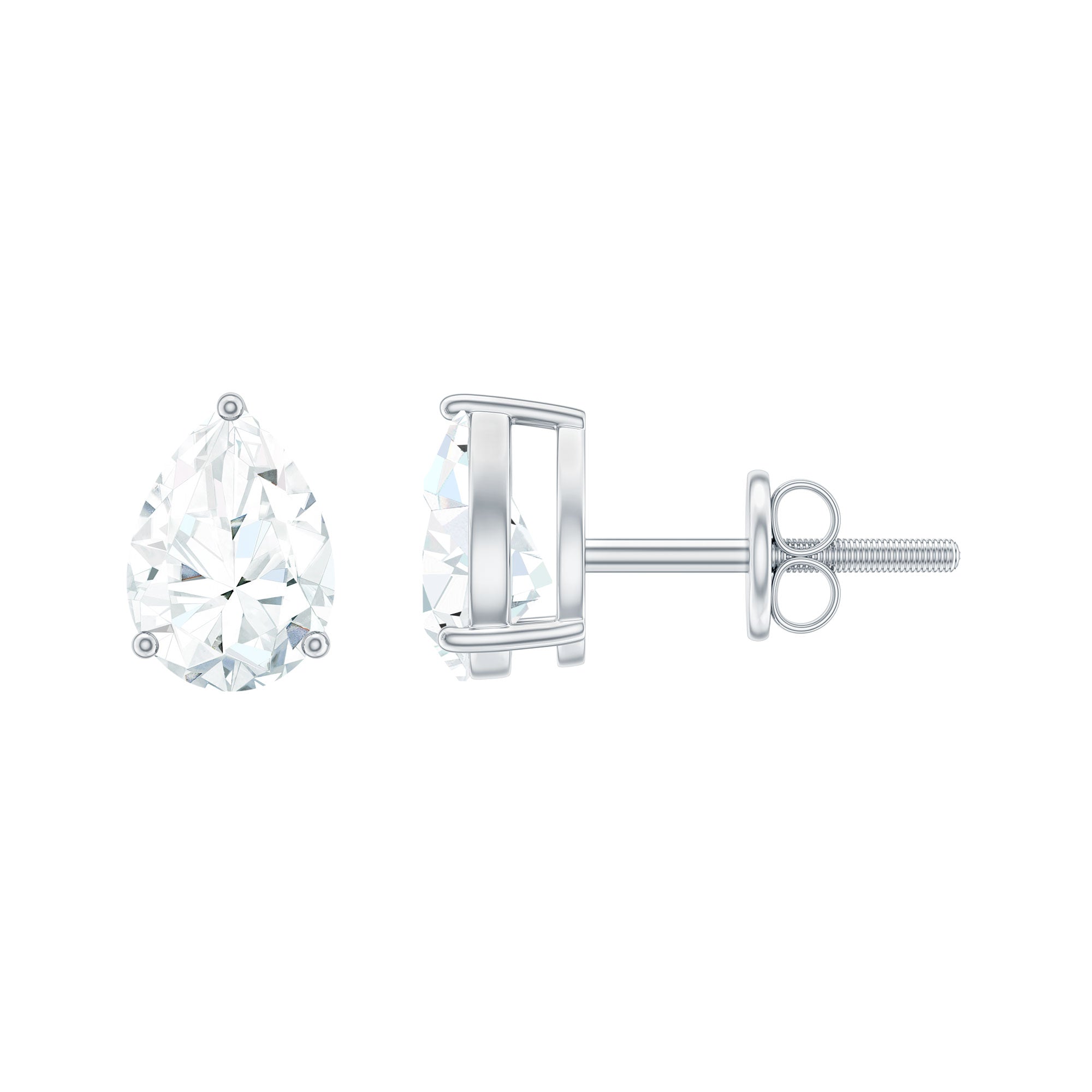 5X7MM Pear Cut Moissanite Teardrop Stud Earrings D-VS1 - Rosec Jewels