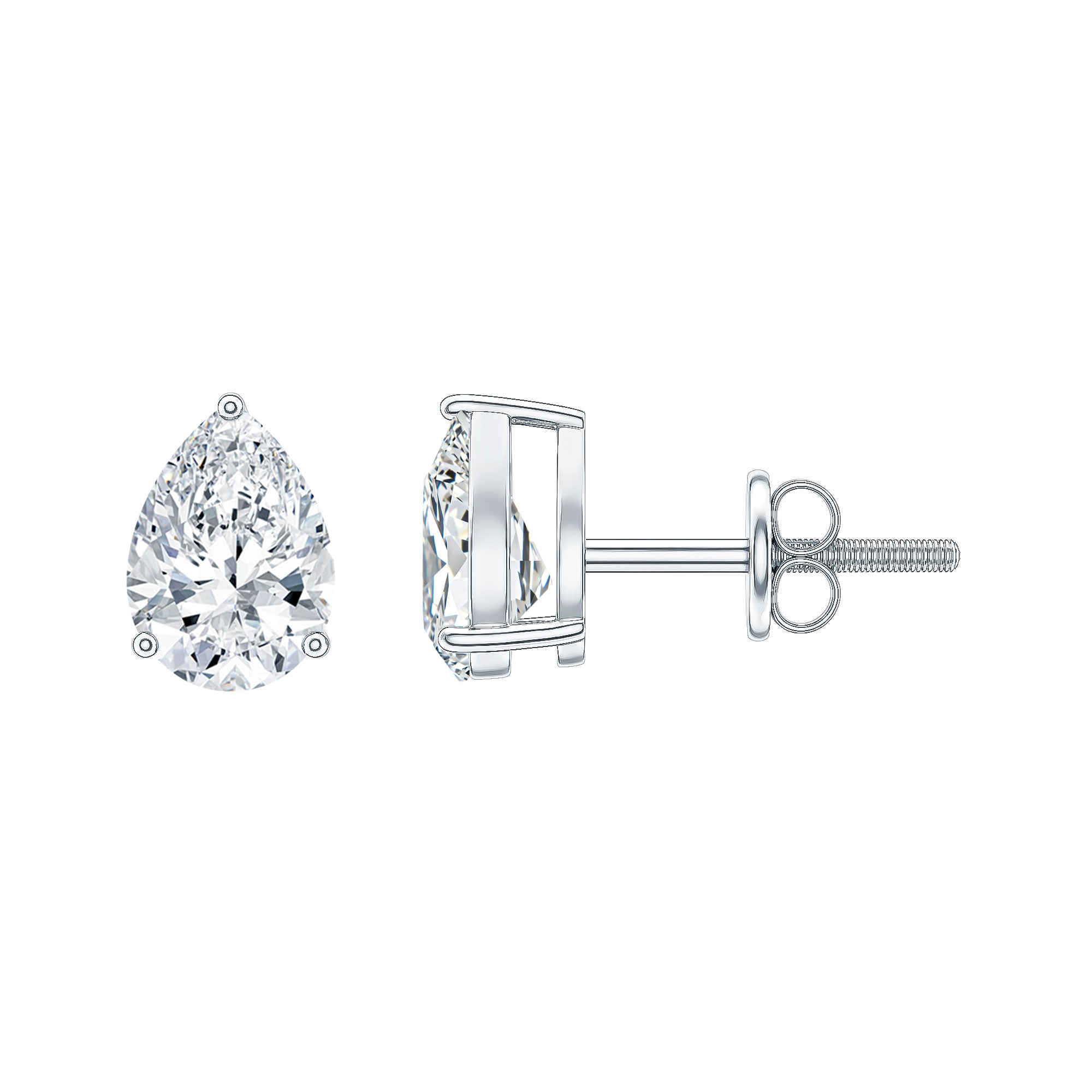 1.5 Carat Pear Cut Moissanite Teardrop Stud Earrings D-VS1 - Rosec Jewels
