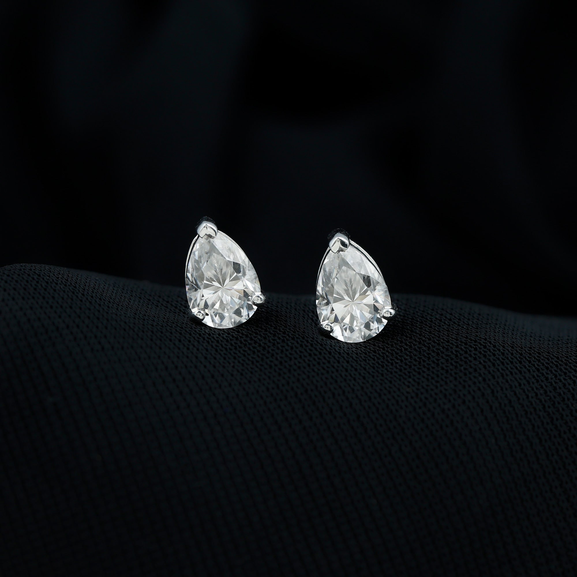 5X7MM Pear Cut Moissanite Teardrop Stud Earrings D-VS1 - Rosec Jewels