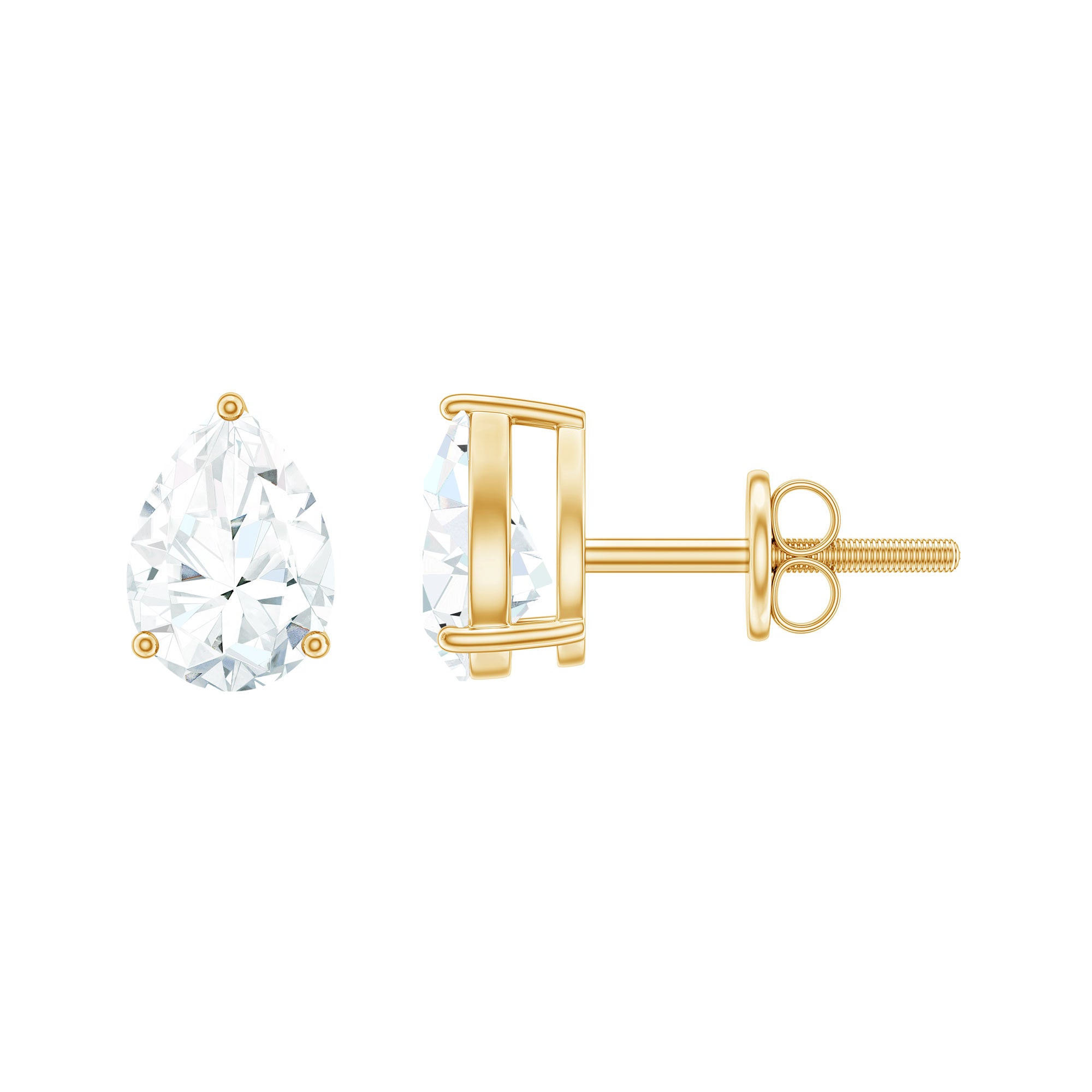 5X7MM Pear Cut Moissanite Teardrop Stud Earrings D-VS1 - Rosec Jewels