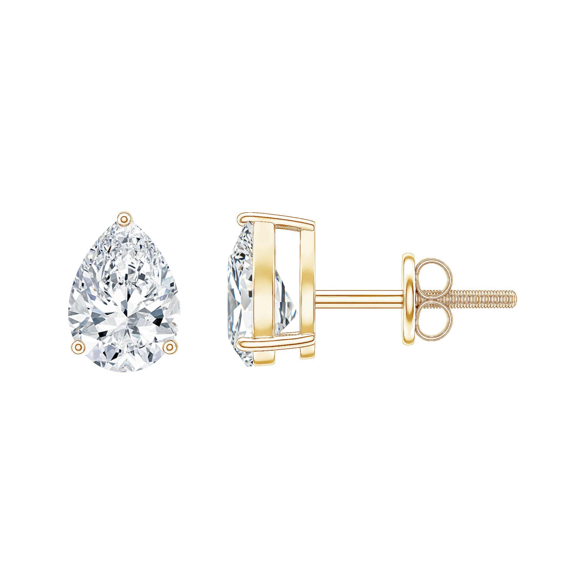 1.5 Carat Pear Cut Moissanite Teardrop Stud Earrings D-VS1 - Rosec Jewels