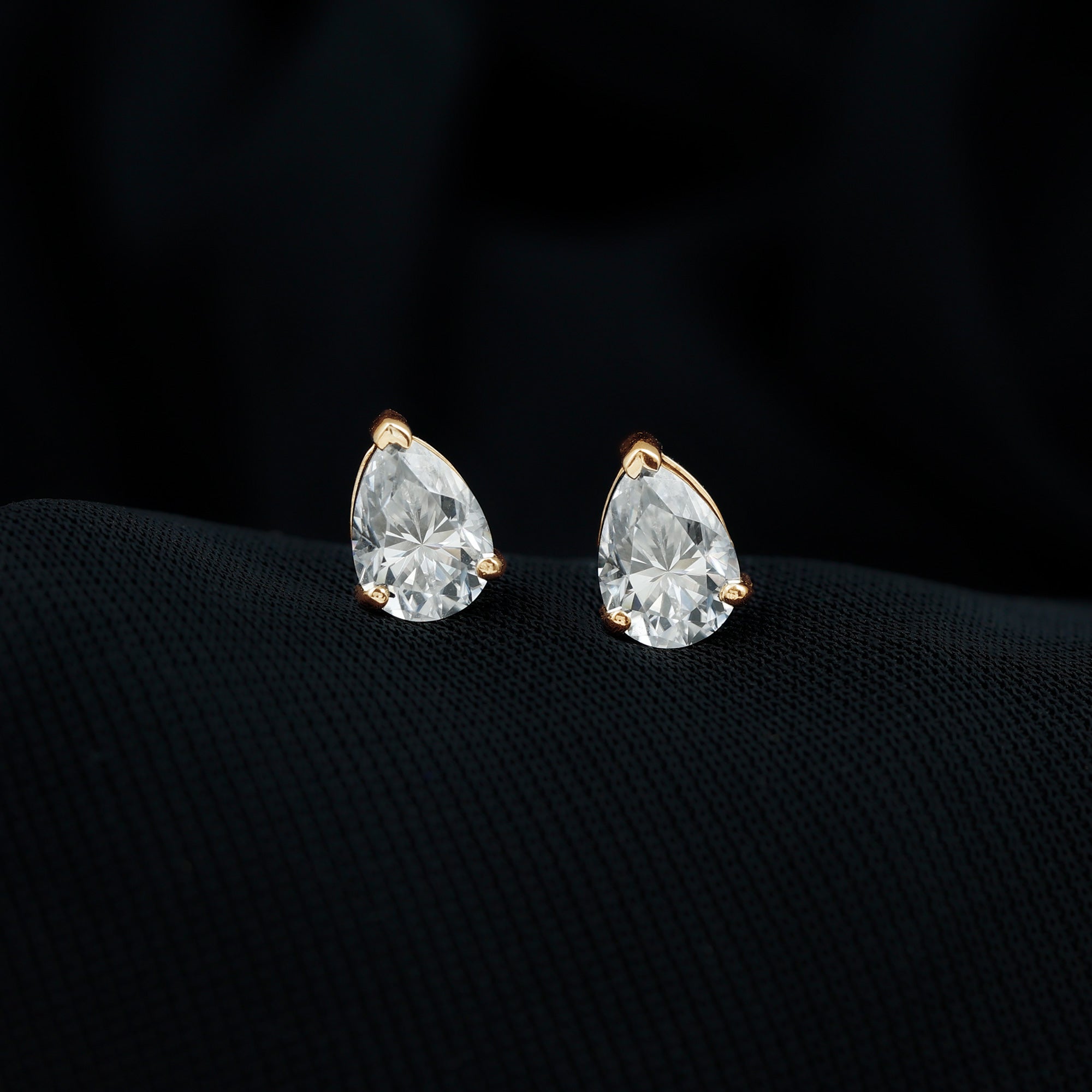 5X7MM Pear Cut Moissanite Teardrop Stud Earrings D-VS1 - Rosec Jewels
