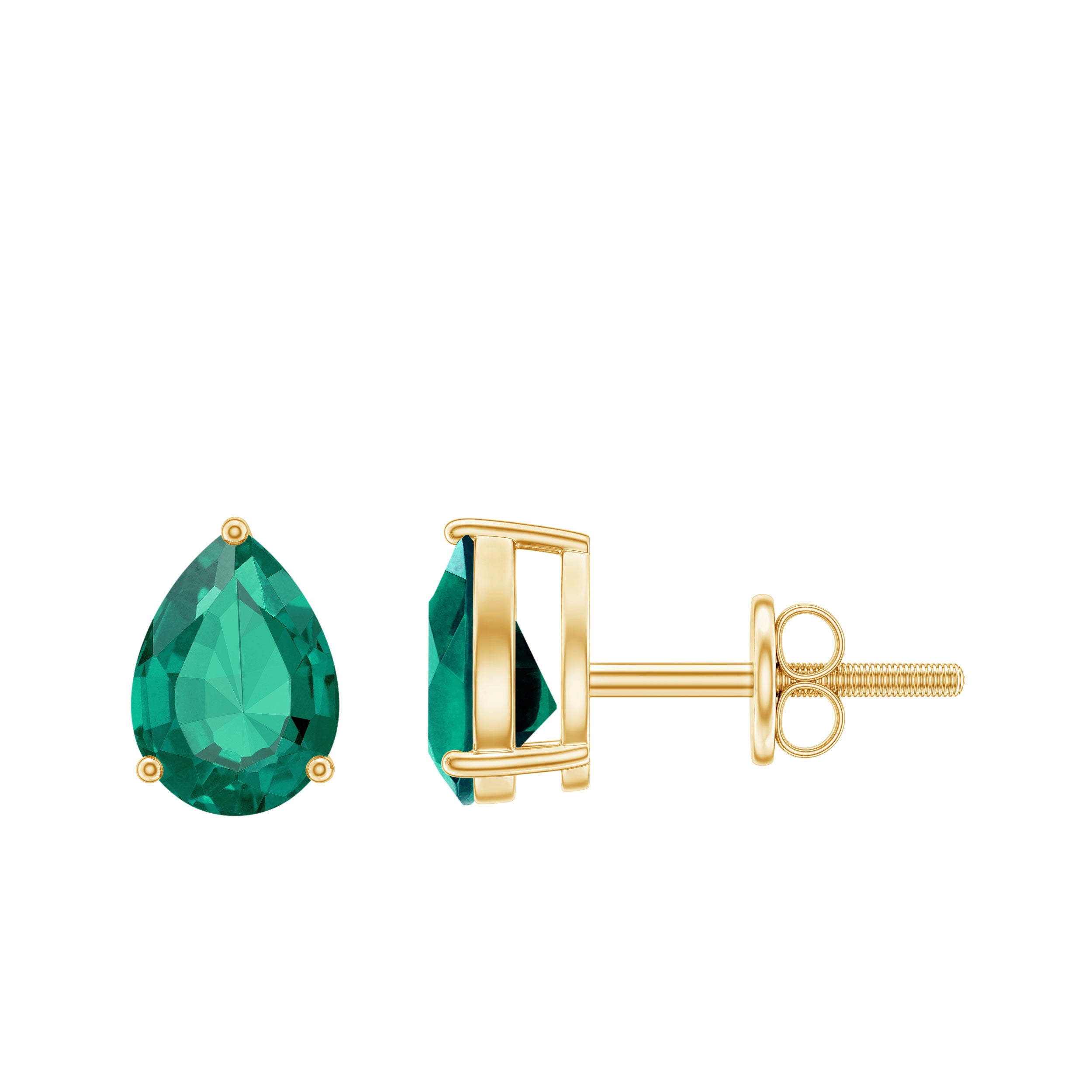 Pear Cut 1.4 Carat Lab Grown Emerald Teardrop Earrings in 3 Prong Setting AAAA - Rosec Jewels
