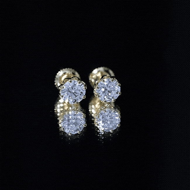 Brilliant Cut 1.90 Carat Moissanite Stud Earrings in Decorative Setting D-VS1 92.5 Sterling Silver - Rosec Jewels