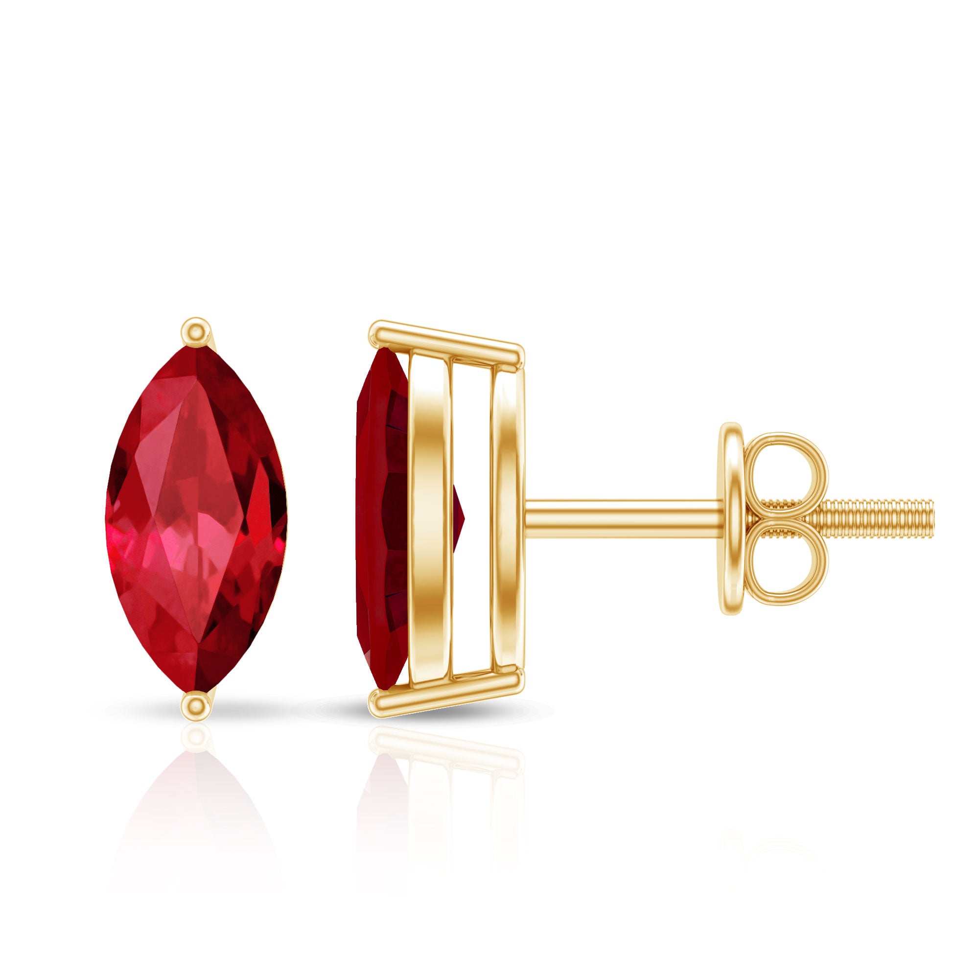1.5 Carat Marquise Cut Lab Grown Ruby Stud Earrings AAAA - Rosec Jewels
