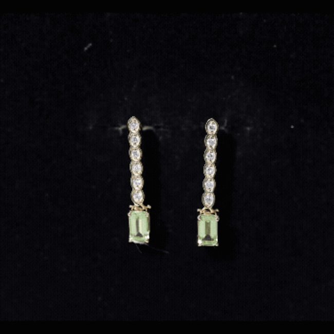 Certified Peridot and Diamond Drop Earrings in Gold Plated Silver AAA 14K Yellow Gold Plated Silver - Rosec Jewels