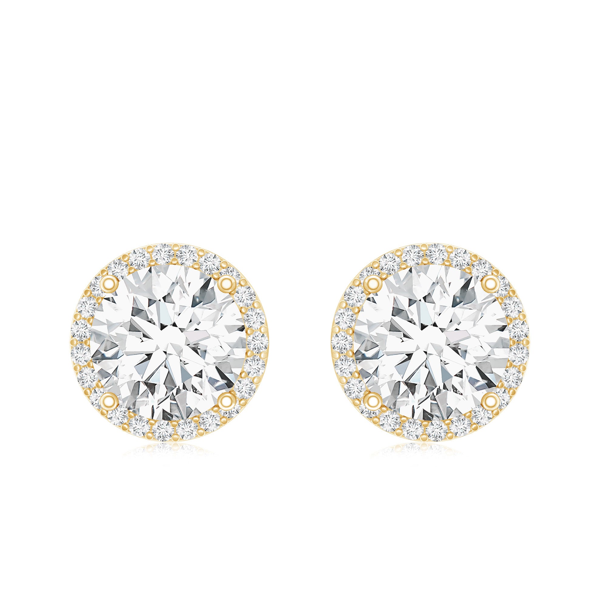 Round Halo Lab Grown Diamond Earring For Women Lab - ( EF-VS ) - Rosec Jewels