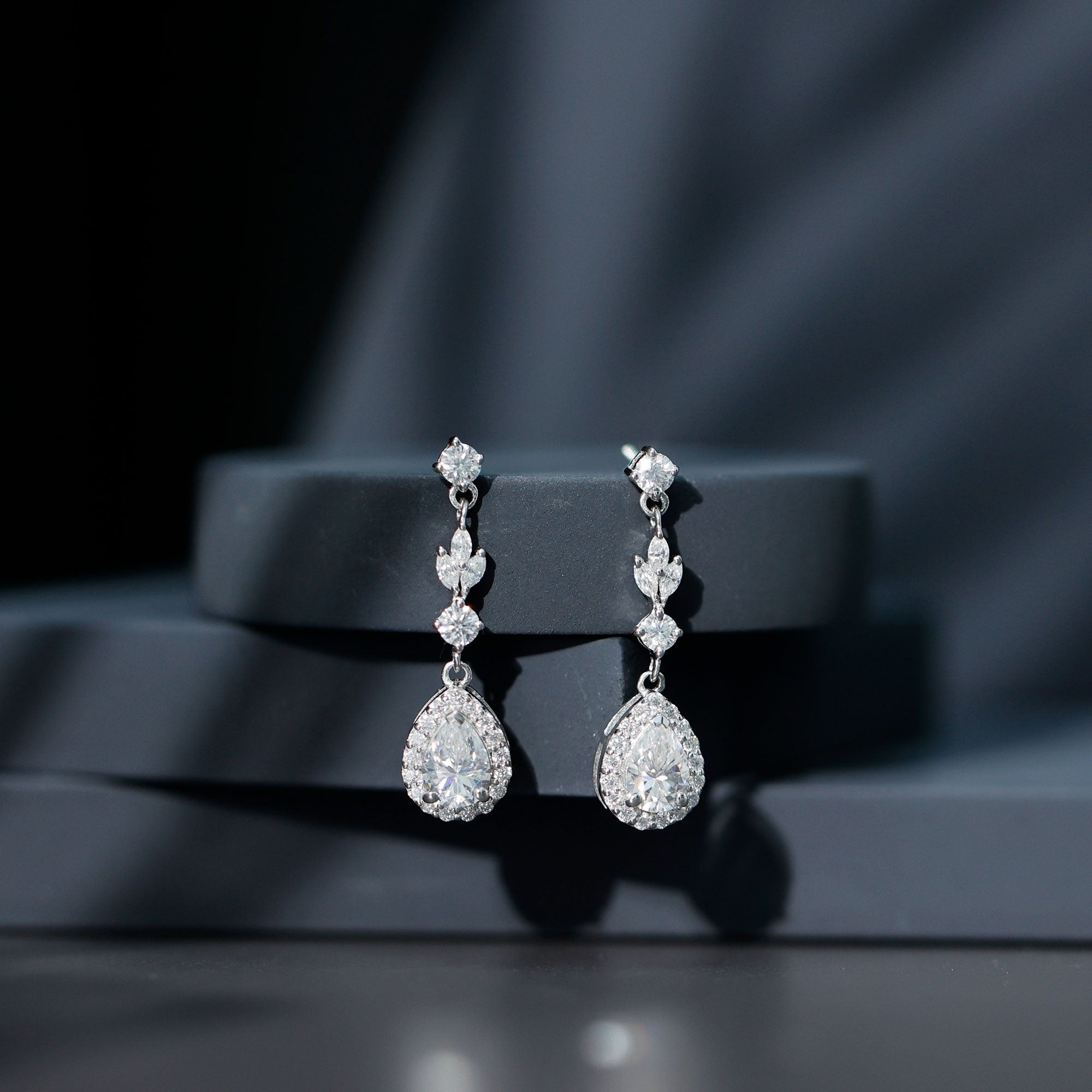 Certified Lab Grown Diamond Dangling Earrings Lab - ( EF-VS ) - Rosec Jewels