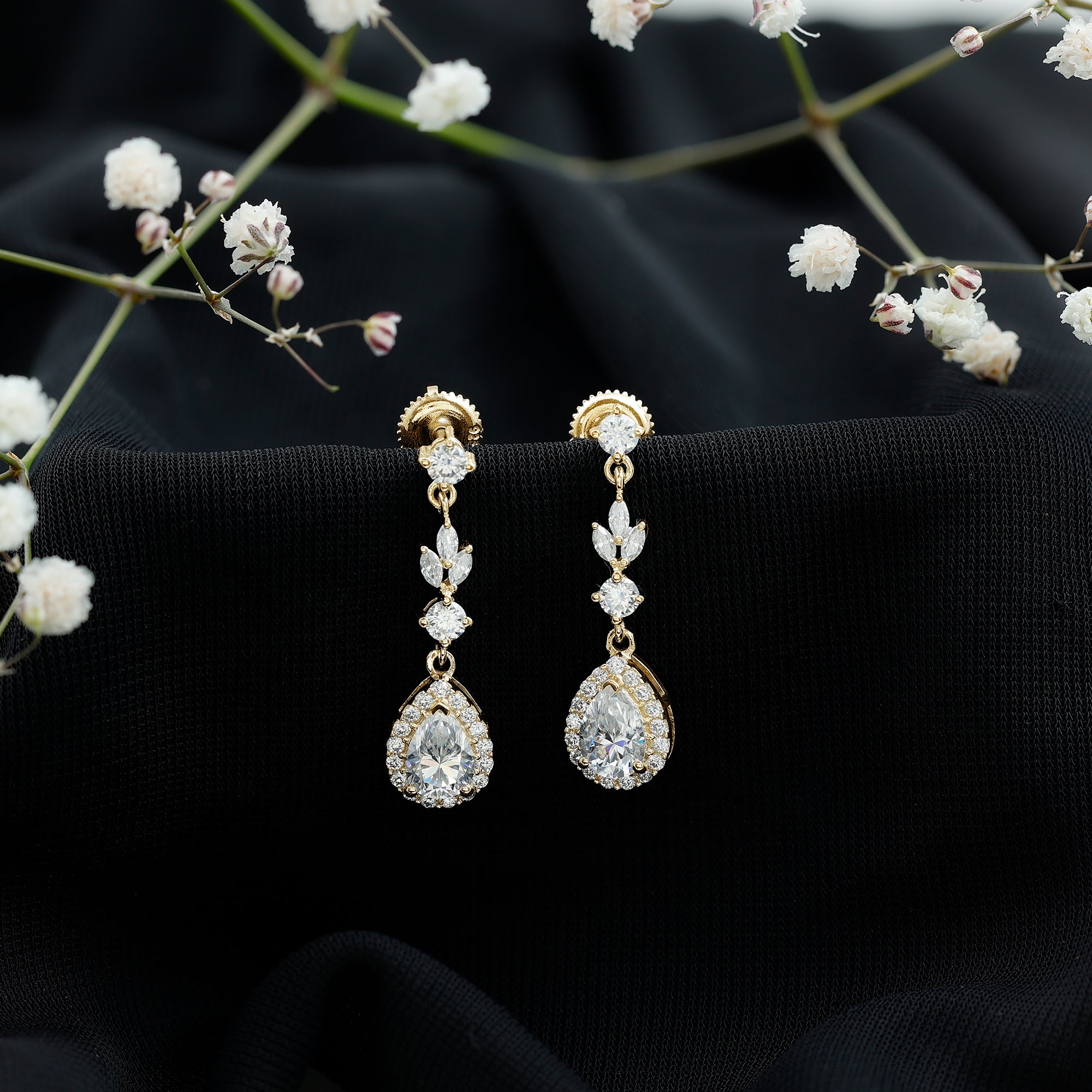 Certified Lab Grown Diamond Dangling Earrings Lab - ( EF-VS ) - Rosec Jewels