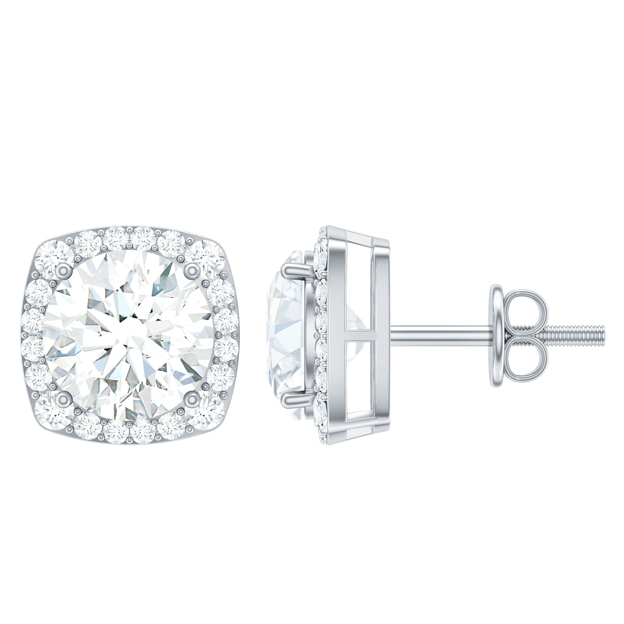 Certified Round Cut Lab Grown Diamond Halo Stud Earrings For Her