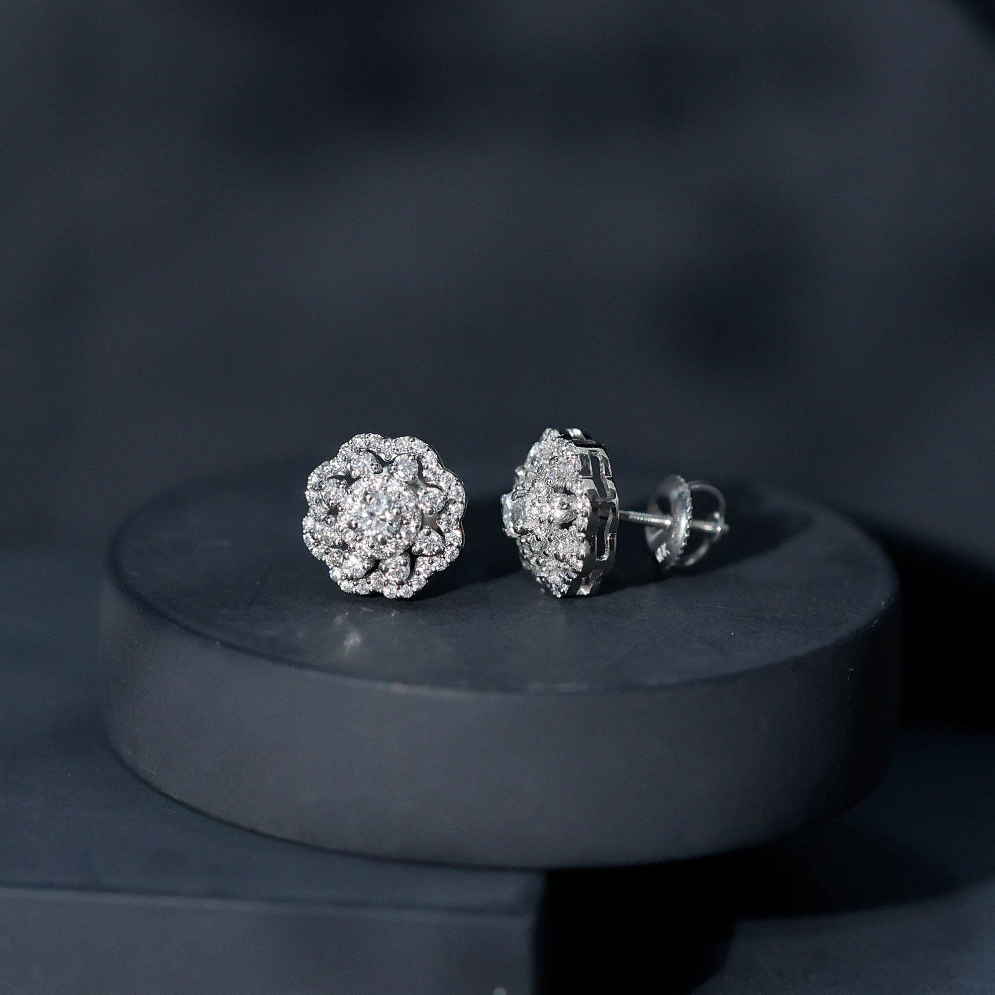 Certified Lab Grown Diamond Flower Bridal Stud Earrings Lab - ( EF-VS ) - Rosec Jewels