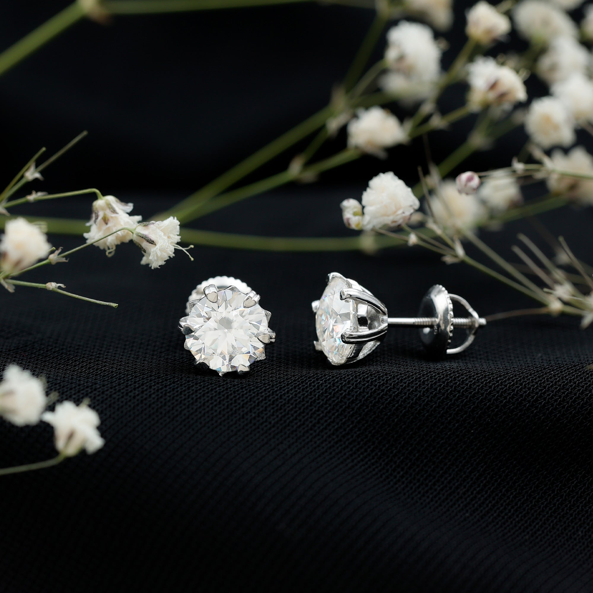 Certified 7 mm Lab Created Diamond 2 Carat Earrings Lab - ( EF-VS ) - Rosec Jewels