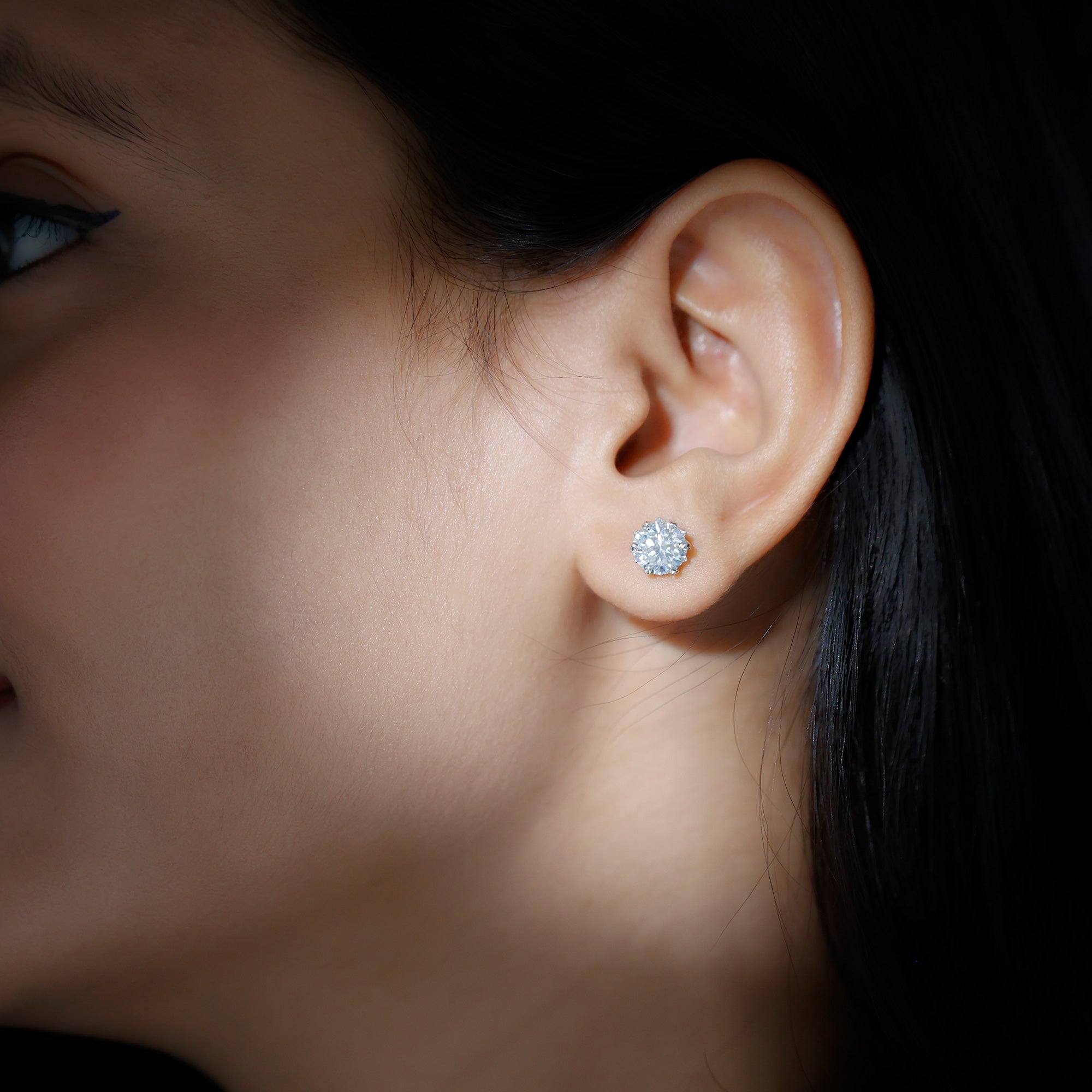Certified 7 mm Lab Created Diamond 2 Carat Earrings Lab - ( EF-VS ) - Rosec Jewels