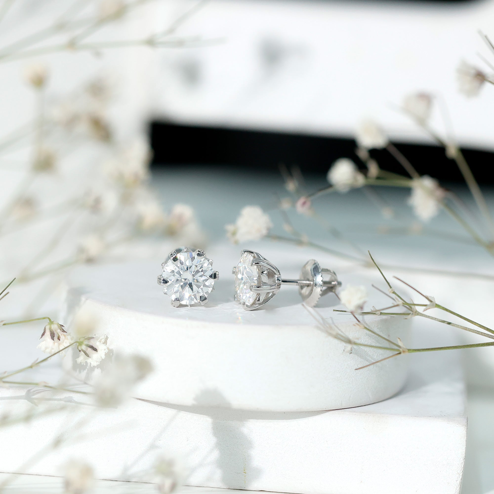 Certified 7 mm Lab Created Diamond 2 Carat Earrings Lab - ( EF-VS ) - Rosec Jewels