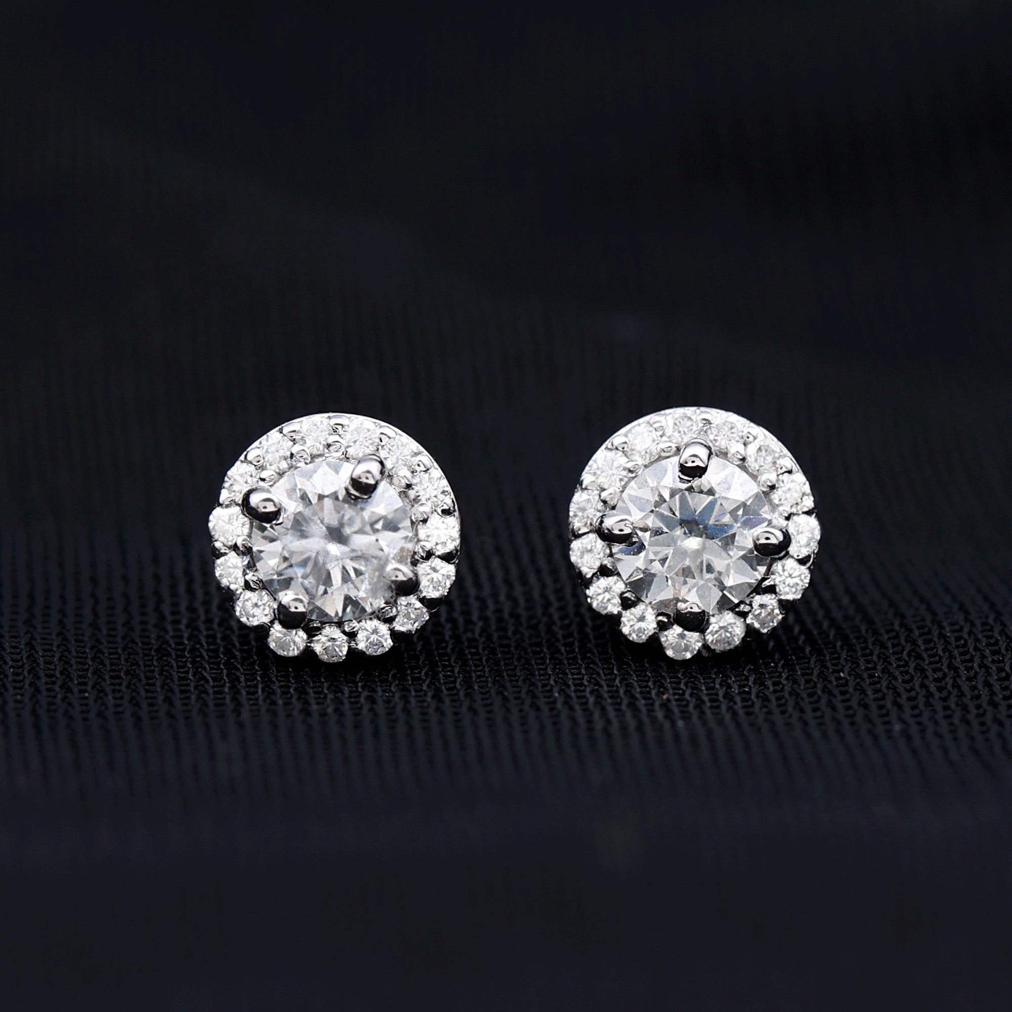 0.64 CTW Lab Grown Diamond Halo Stud Earrings (4mm, Screw Back) Lab - ( EF-VS ) - Rosec Jewels