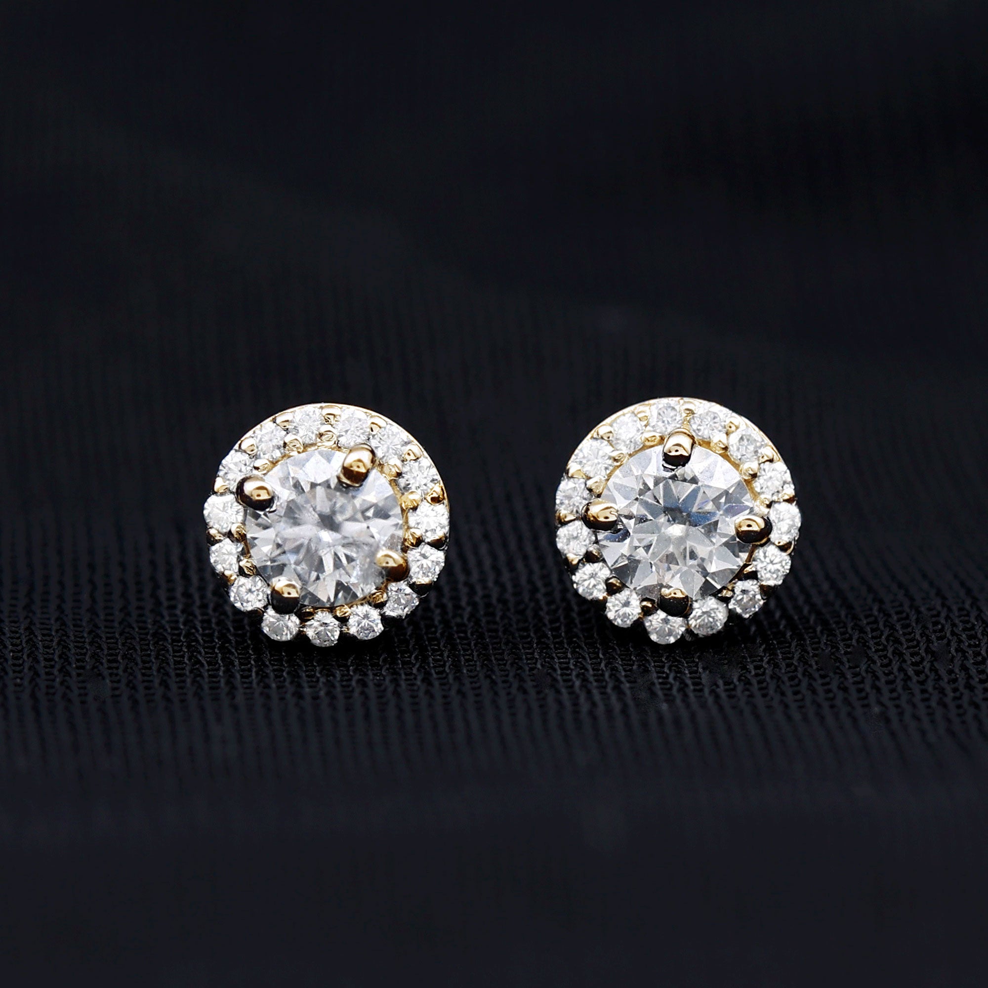 0.64 CTW Lab Grown Diamond Halo Stud Earrings (4mm, Screw Back) Lab - ( EF-VS ) - Rosec Jewels