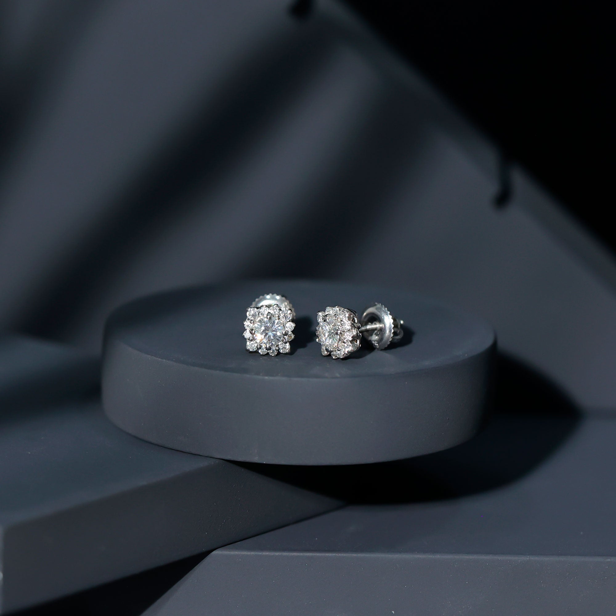 Rosec Jewels-Certified Brilliant Cut Diamond Halo Stud Earrings
