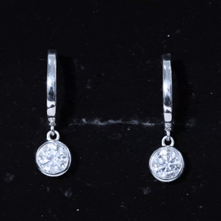 Bezel Set Lab Grown Diamond Drop Earrings for Women Lab - ( EF-VS ) - Rosec Jewels